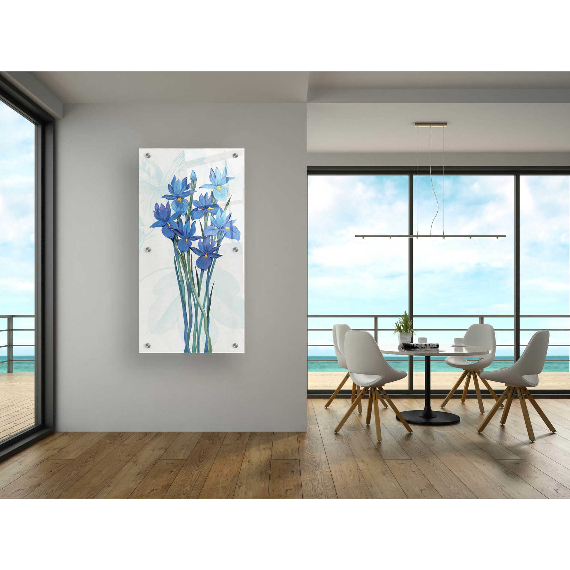 Epic Art 'Blue Iris Panel II' by Tim O'Toole, Acrylic Glass Wall Art,24x48