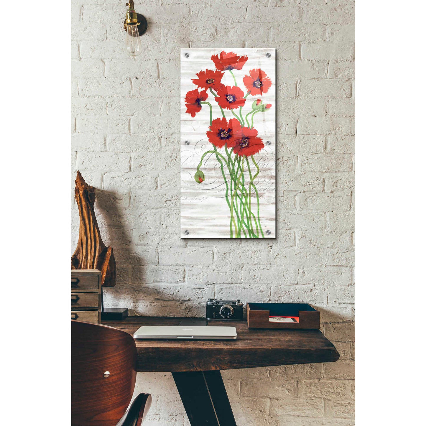 Epic Art 'Red Poppy Panel I' by Tim O'Toole, Acrylic Glass Wall Art,12x24