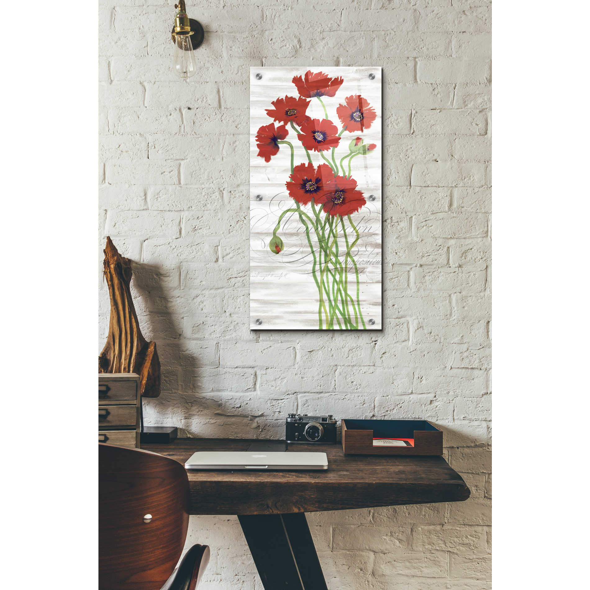 Epic Art 'Red Poppy Panel I' by Tim O'Toole, Acrylic Glass Wall Art,12x24