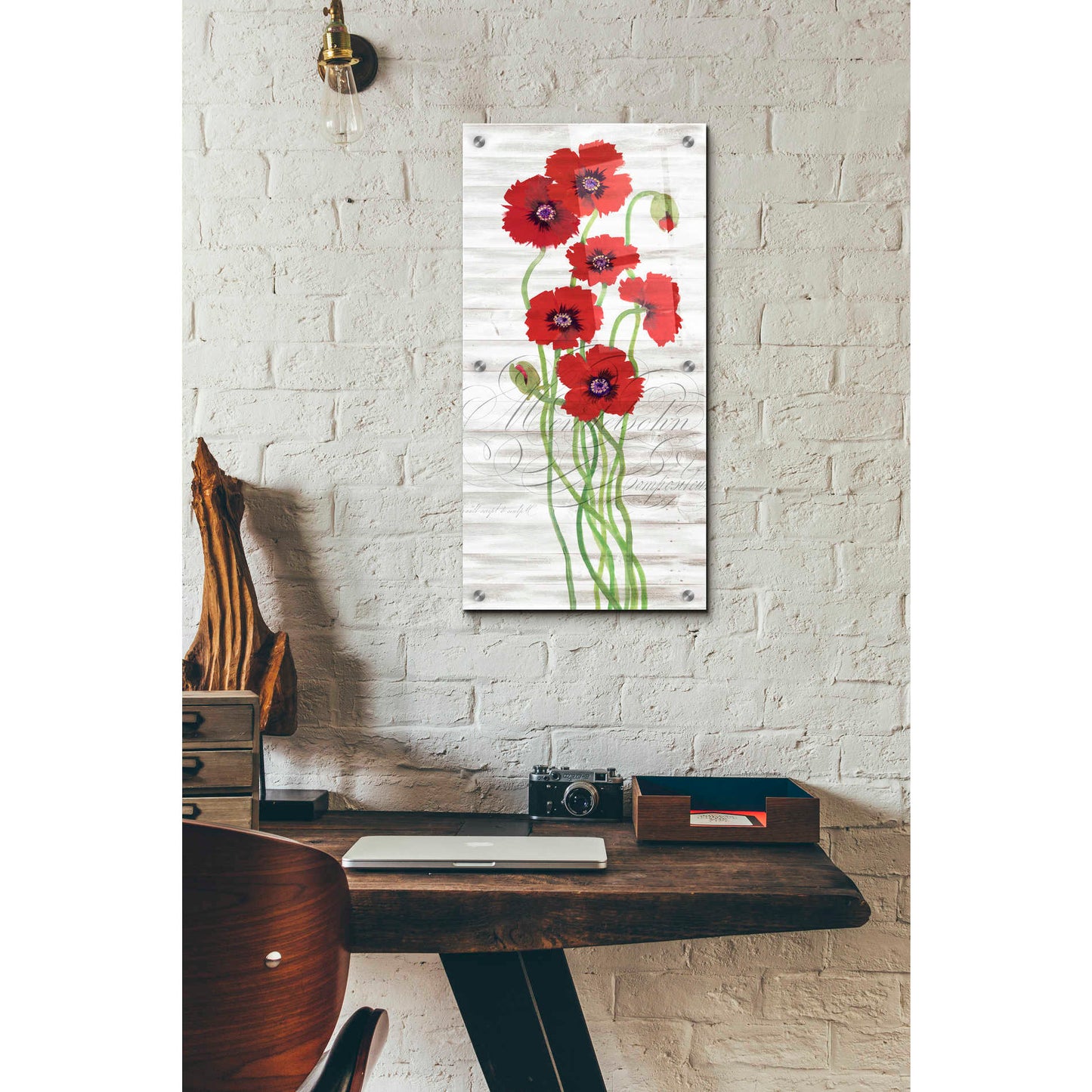 Epic Art 'Red Poppy Panel II' by Tim O'Toole, Acrylic Glass Wall Art,12x24