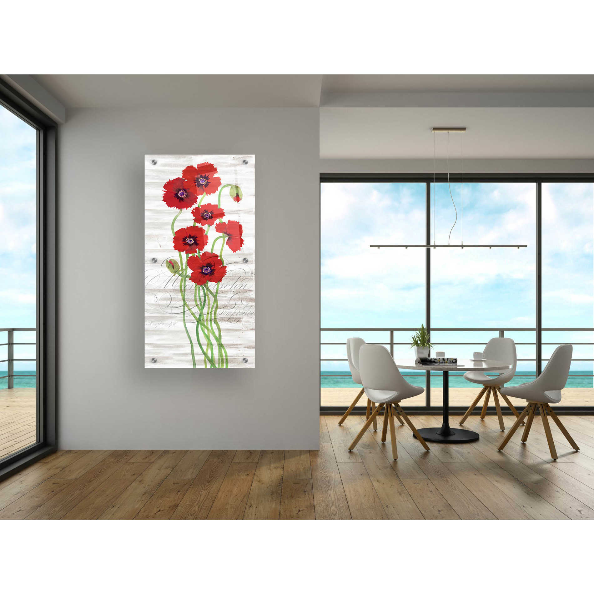 Epic Art 'Red Poppy Panel II' by Tim O'Toole, Acrylic Glass Wall Art,24x48