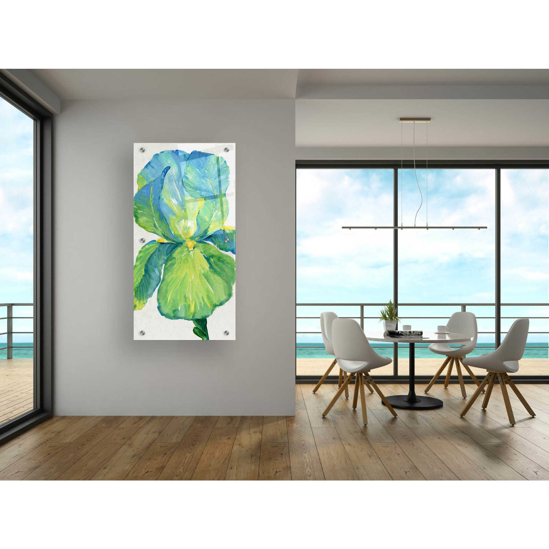 Epic Art 'Iris Bloom in Green I' by Tim O'Toole, Acrylic Glass Wall Art,24x48