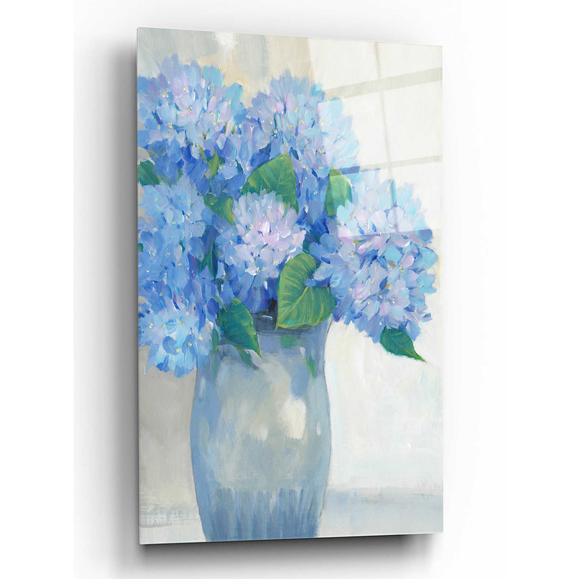 Epic Art 'Blue Hydrangeas in Vase I' by Tim O'Toole, Acrylic Glass Wall Art,12x16