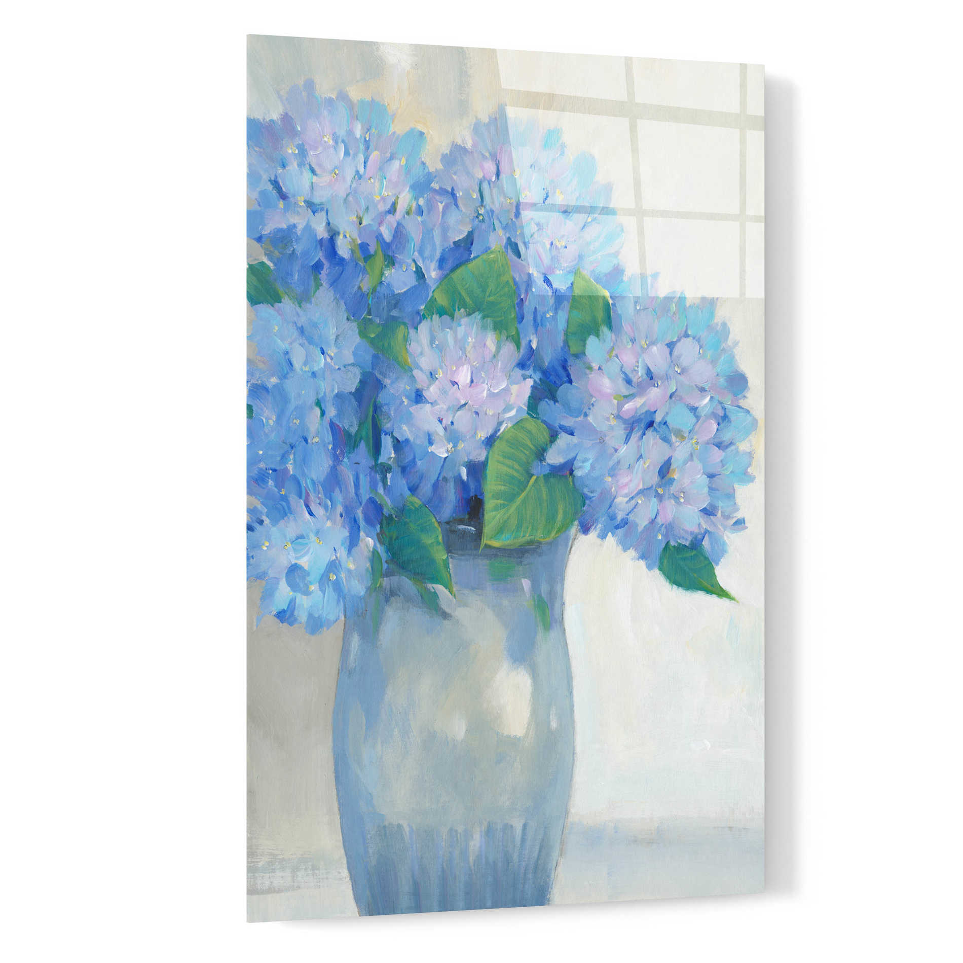 Epic Art 'Blue Hydrangeas in Vase I' by Tim O'Toole, Acrylic Glass Wall Art,16x24