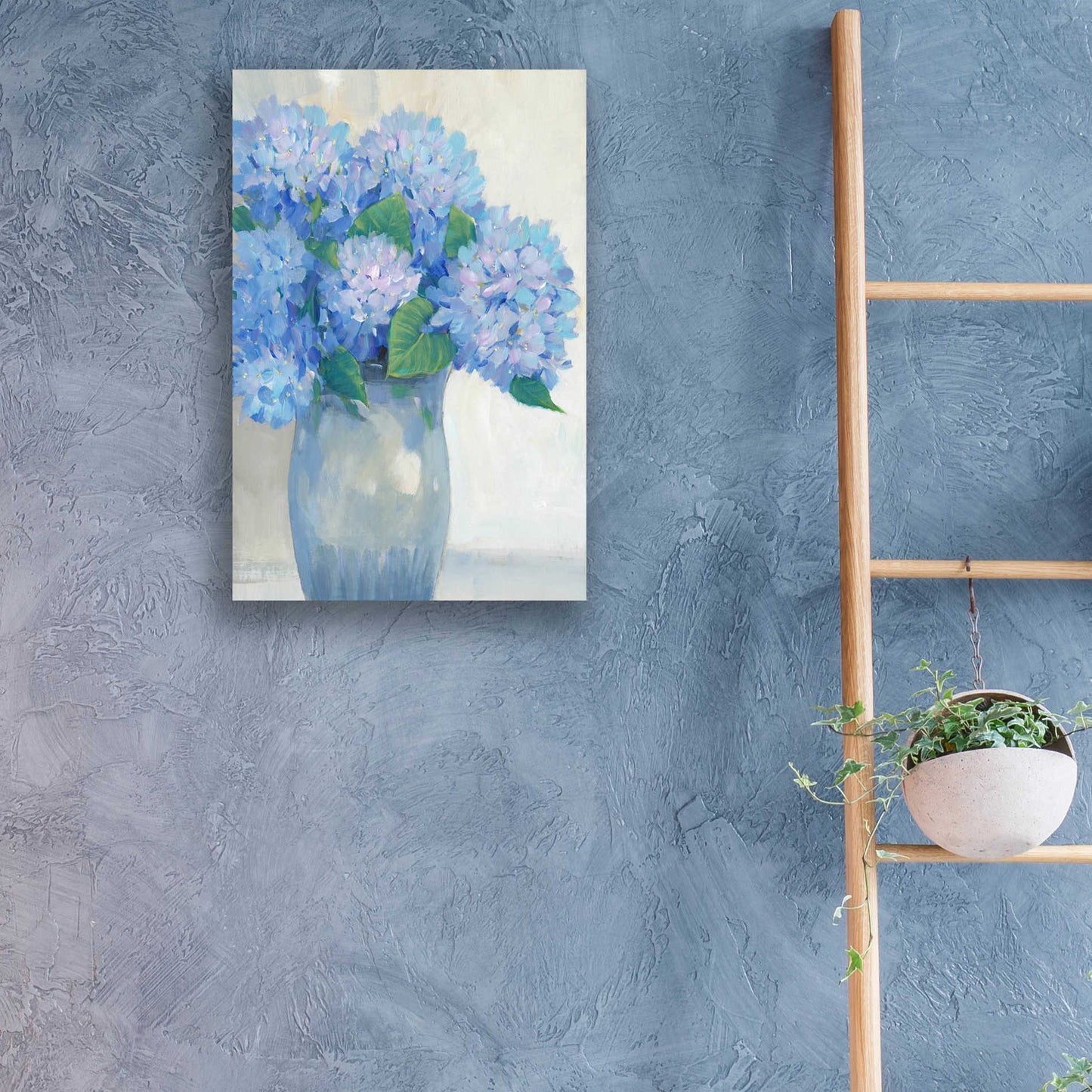 Epic Art 'Blue Hydrangeas in Vase I' by Tim O'Toole, Acrylic Glass Wall Art,16x24