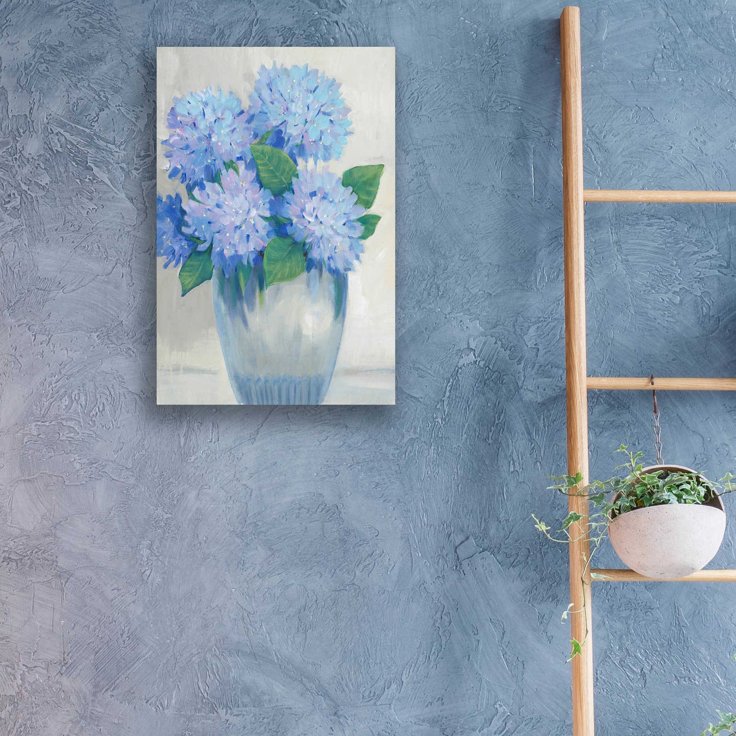 Epic Art 'Blue Hydrangeas in Vase II' by Tim O'Toole, Acrylic Glass Wall Art,16x24