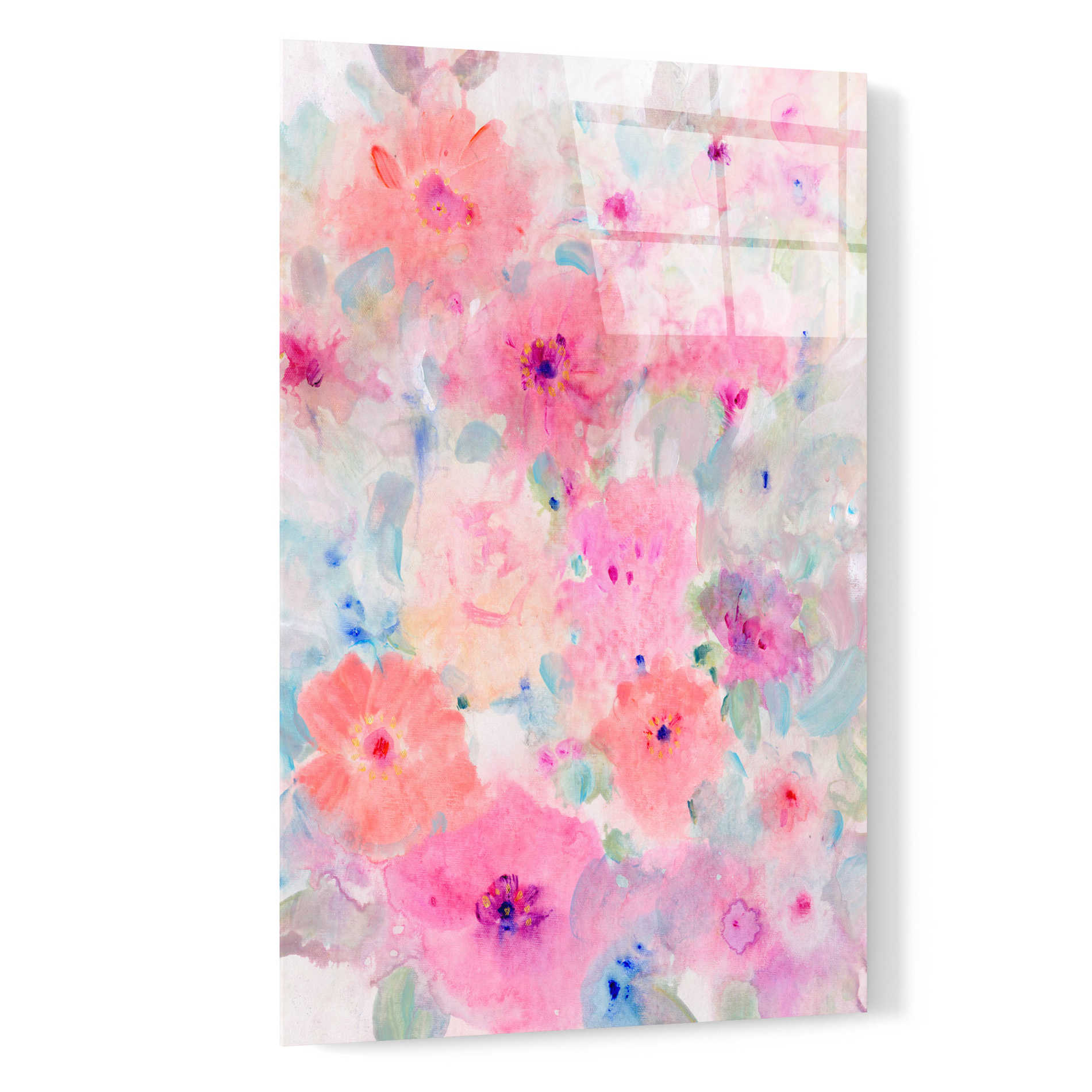 Epic Art 'Bright Floral Design  I' by Tim O'Toole, Acrylic Glass Wall Art,16x24