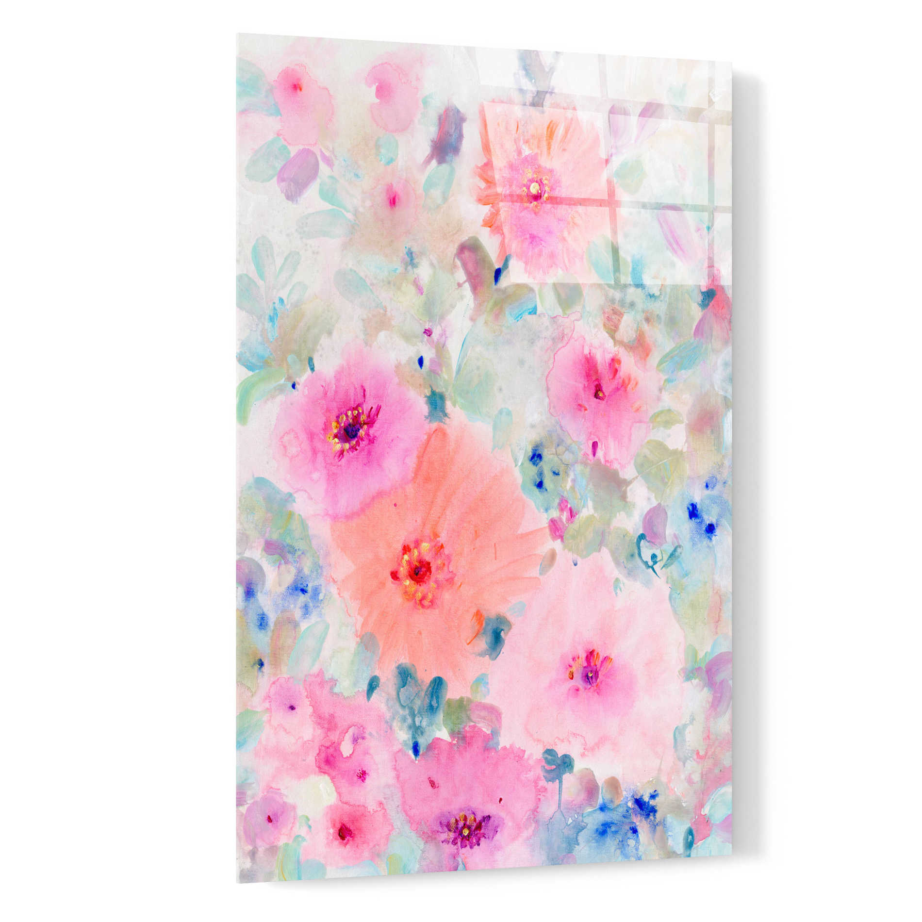 Epic Art 'Bright Floral Design  II' by Tim O'Toole, Acrylic Glass Wall Art,16x24