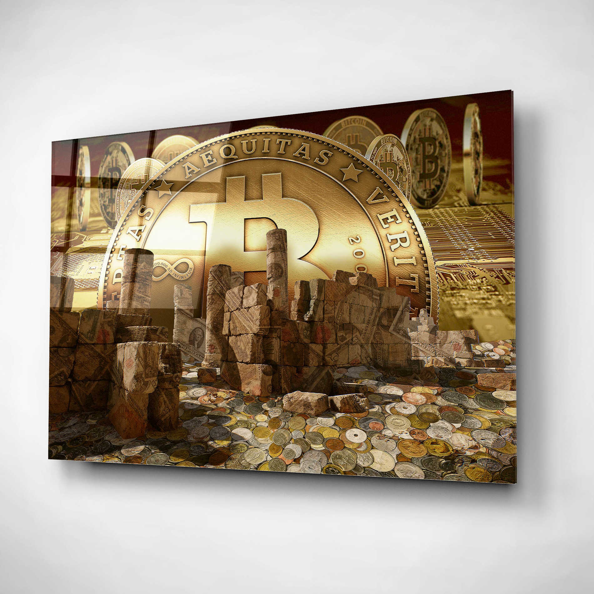 Epic Art 'Bitcoin New Age Seven' by Steve Hunziker, Acrlic Glass Wall Art,16x12