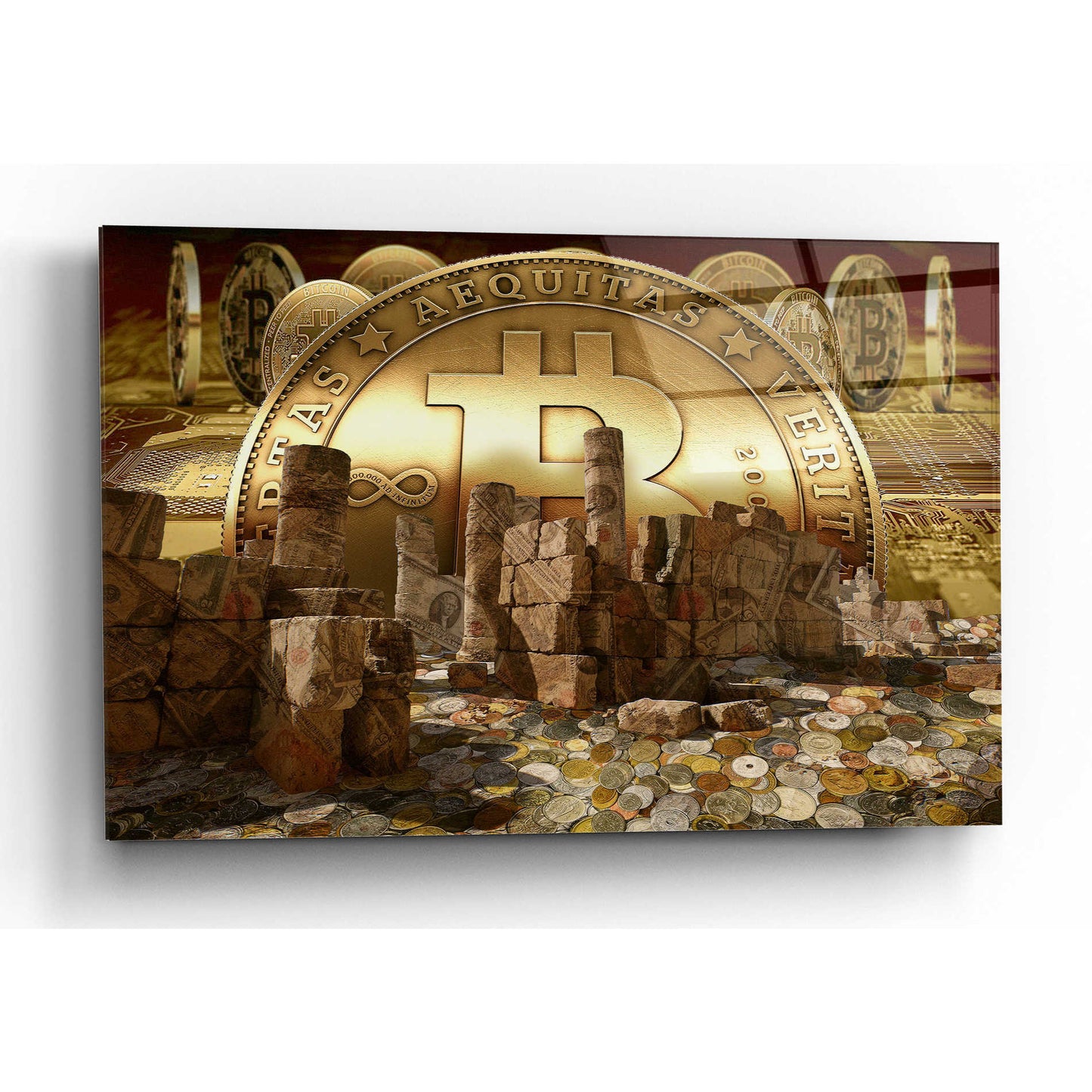 Epic Art 'Bitcoin New Age Seven' by Steve Hunziker, Acrlic Glass Wall Art,16x12