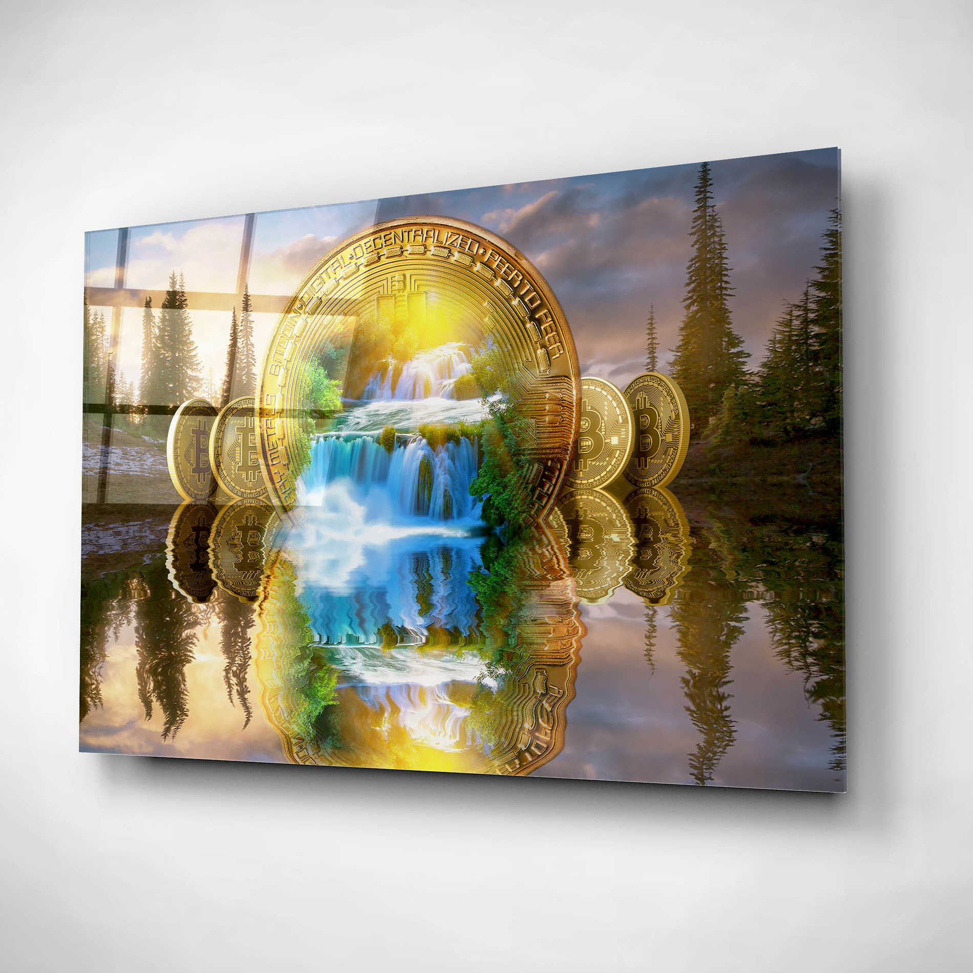 Epic Art 'Bitcoin New Age Five' by Steve Hunziker, Acrlic Glass Wall Art,16x12