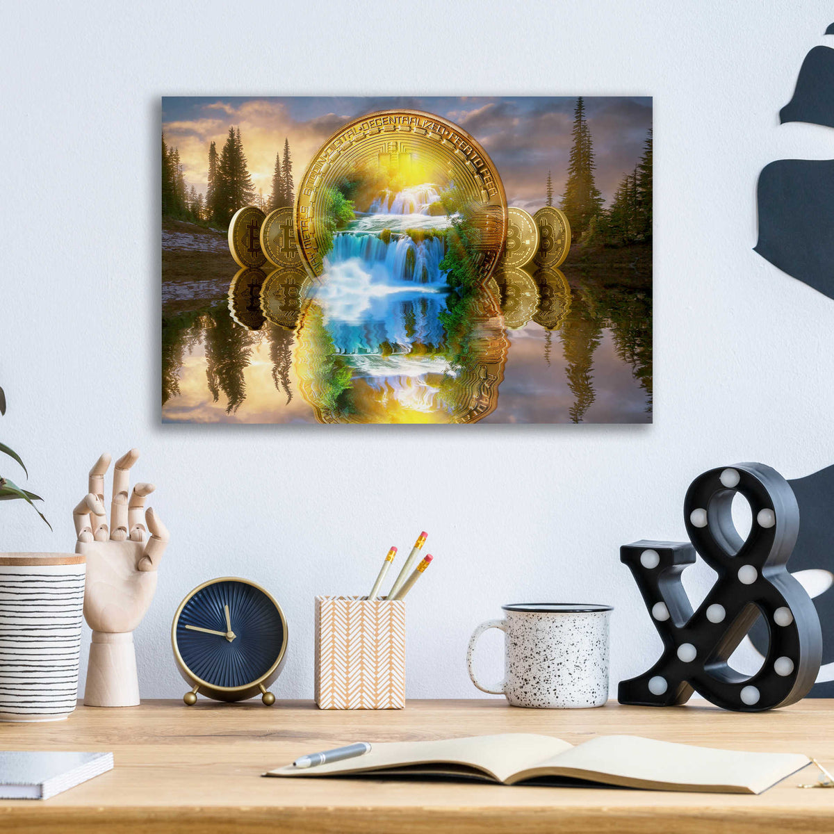 Epic Art 'Bitcoin New Age Five' by Steve Hunziker, Acrlic Glass Wall Art,16x12
