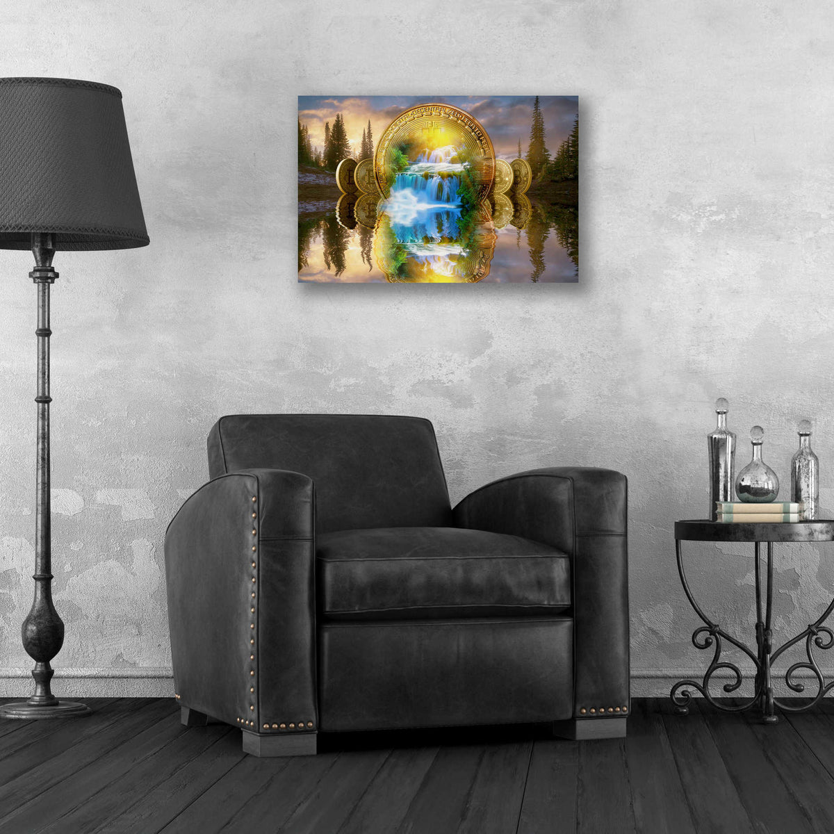 Epic Art 'Bitcoin New Age Five' by Steve Hunziker, Acrlic Glass Wall Art,24x16