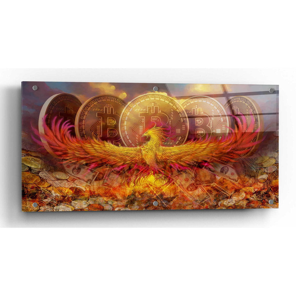 Epic Art 'Bitcoin New Age Nine' by Steve Hunziker, Acrlic Glass Wall Art
