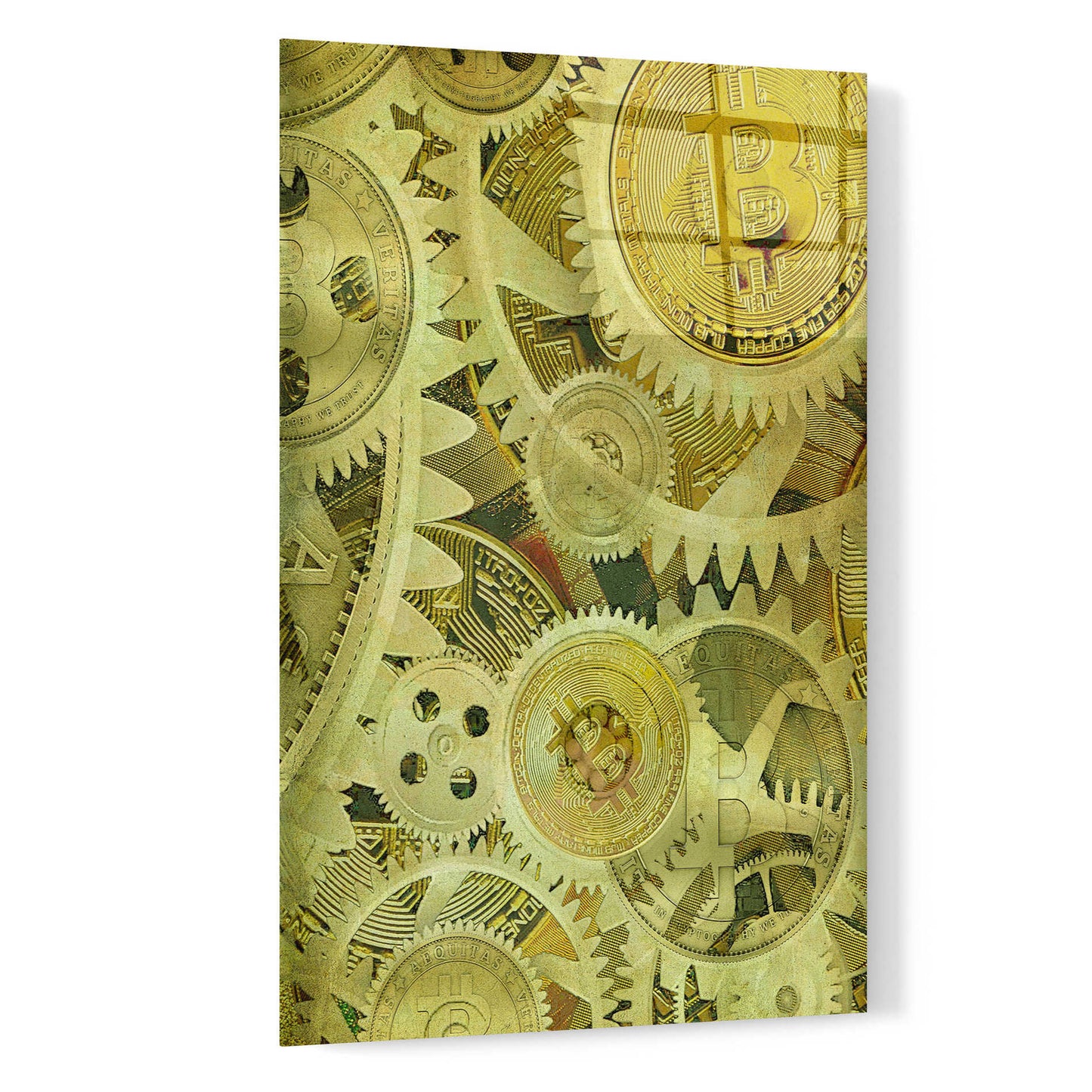 Epic Art 'Grunge Bitcoin Six' by Steve Hunziker, Acrlic Glass Wall Art,16x24