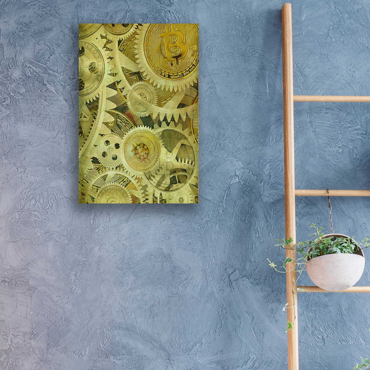 Epic Art 'Grunge Bitcoin Six' by Steve Hunziker, Acrlic Glass Wall Art,16x24