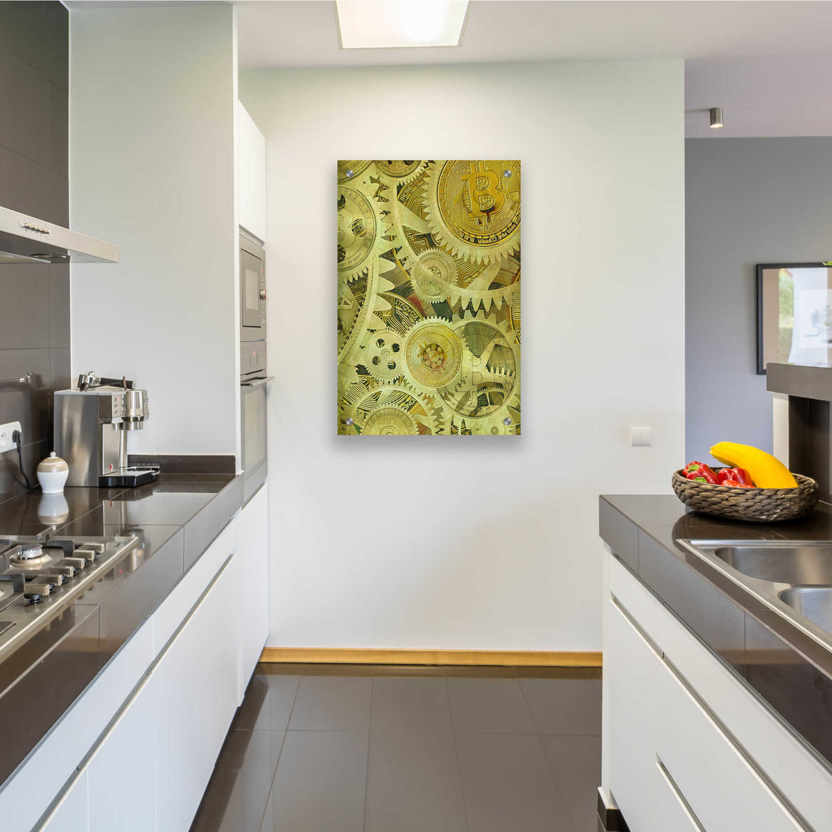 Epic Art 'Grunge Bitcoin Six' by Steve Hunziker, Acrlic Glass Wall Art,24x36