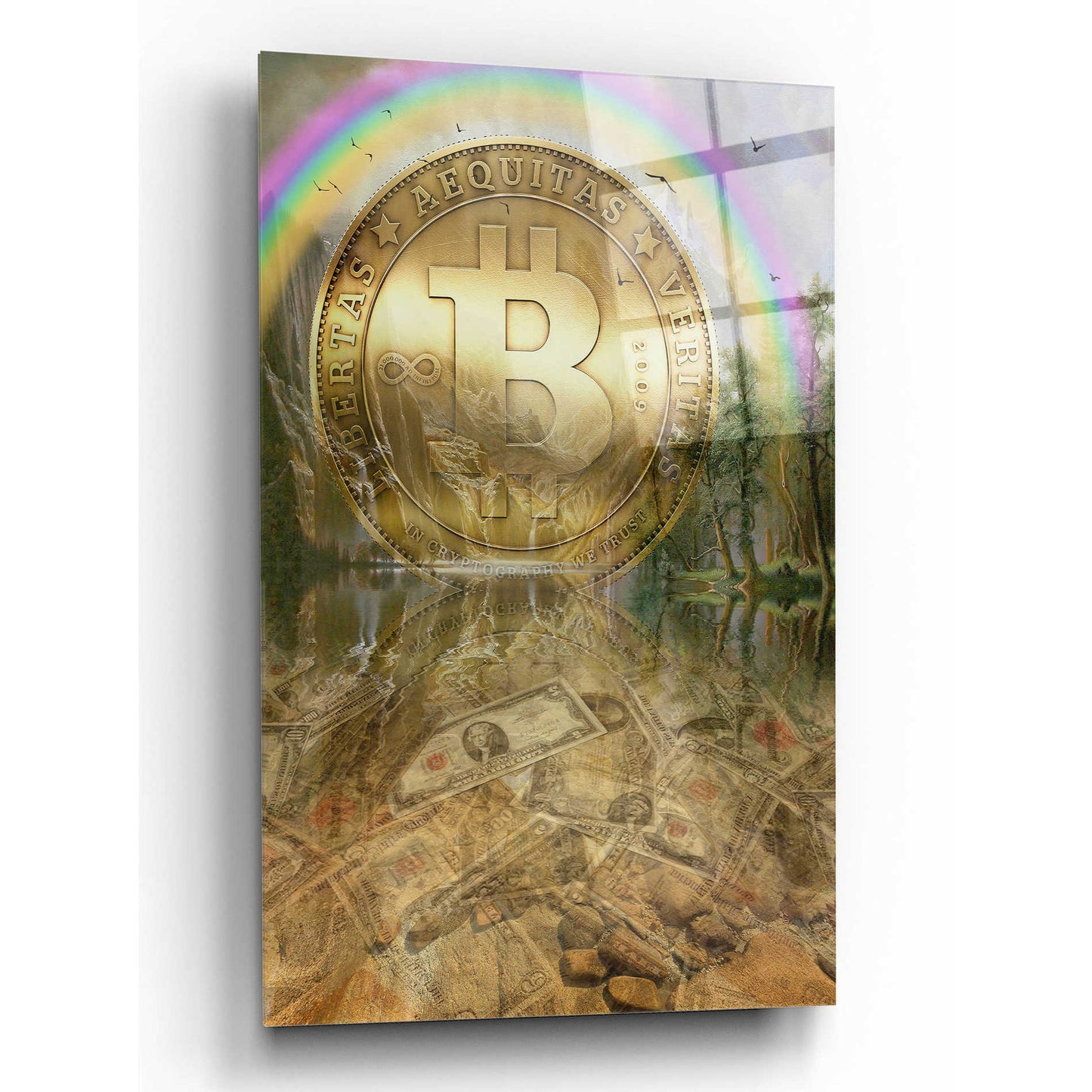 Epic Art 'Bitcoin New Age Six' by Steve Hunziker, Acrlic Glass Wall Art,12x16