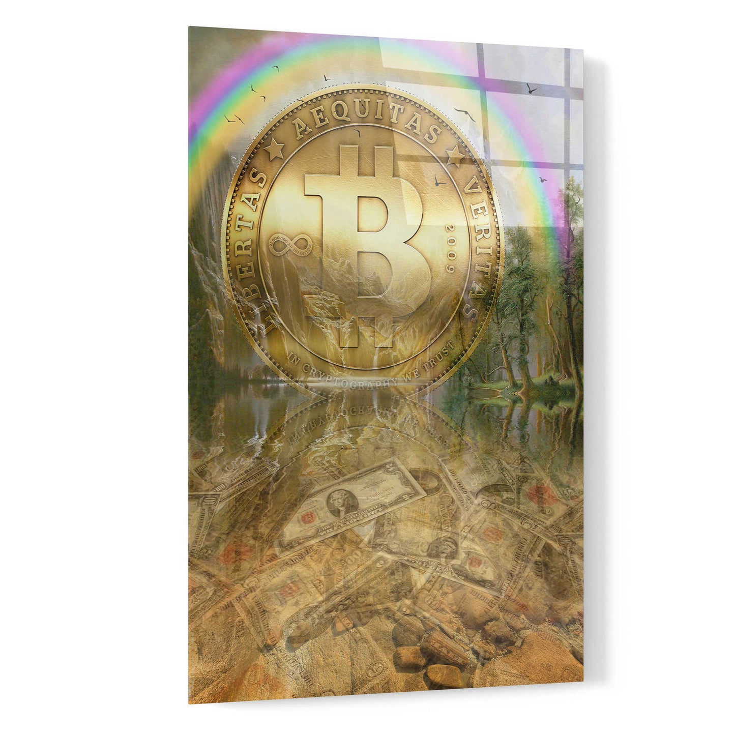 Epic Art 'Bitcoin New Age Six' by Steve Hunziker, Acrlic Glass Wall Art,16x24
