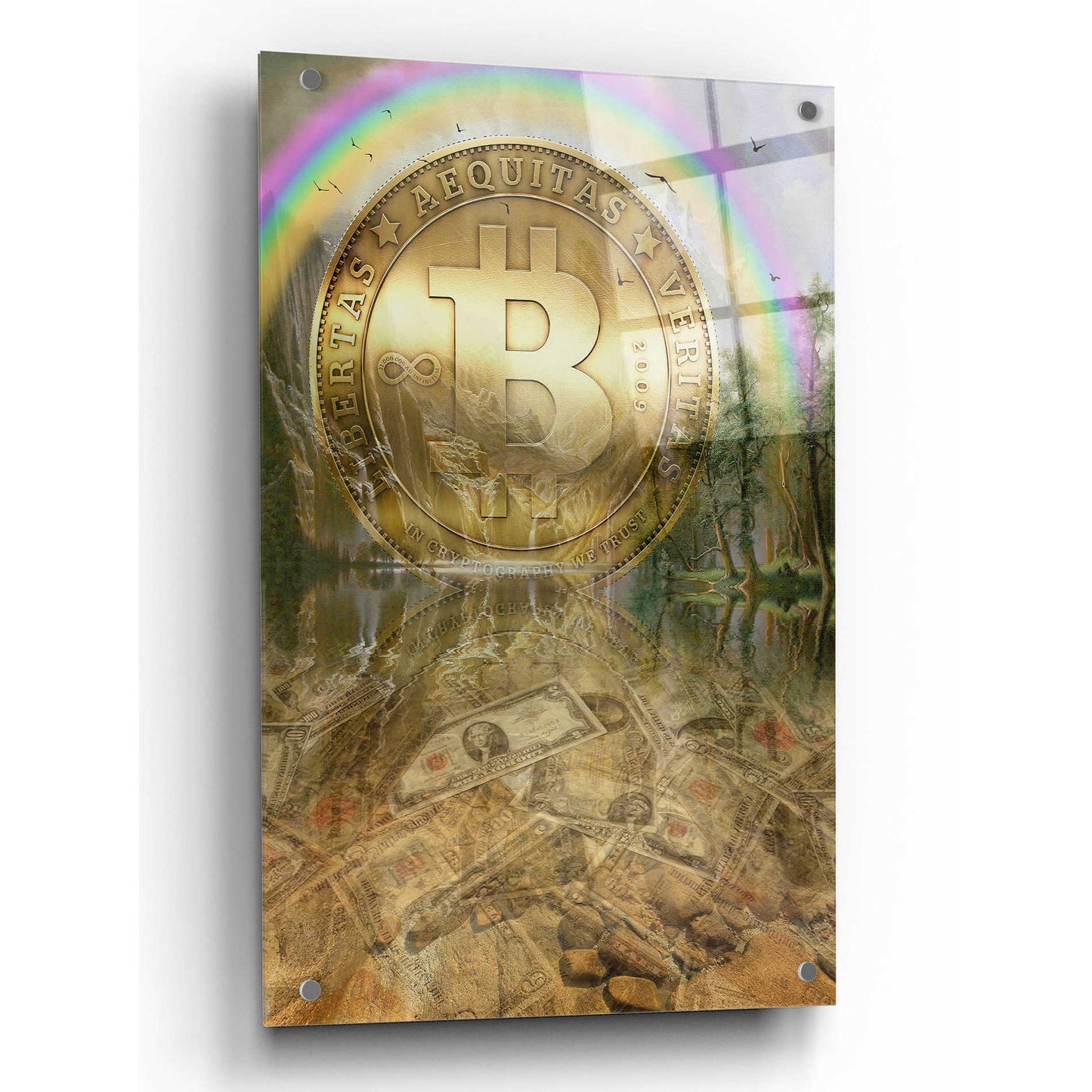 Epic Art 'Bitcoin New Age Six' by Steve Hunziker, Acrlic Glass Wall Art,24x36