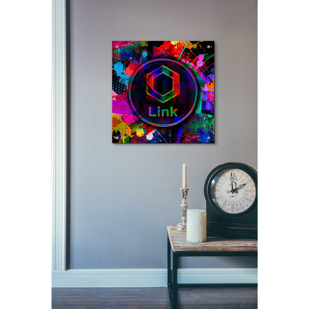 Epic Art 'Link Crypto Coin Color' Acrylic Glass Wall Art,24x24
