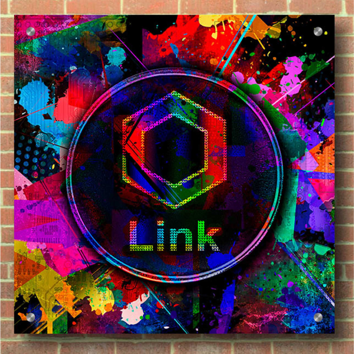 Epic Art 'Link Crypto Coin Color' Acrylic Glass Wall Art,36x36