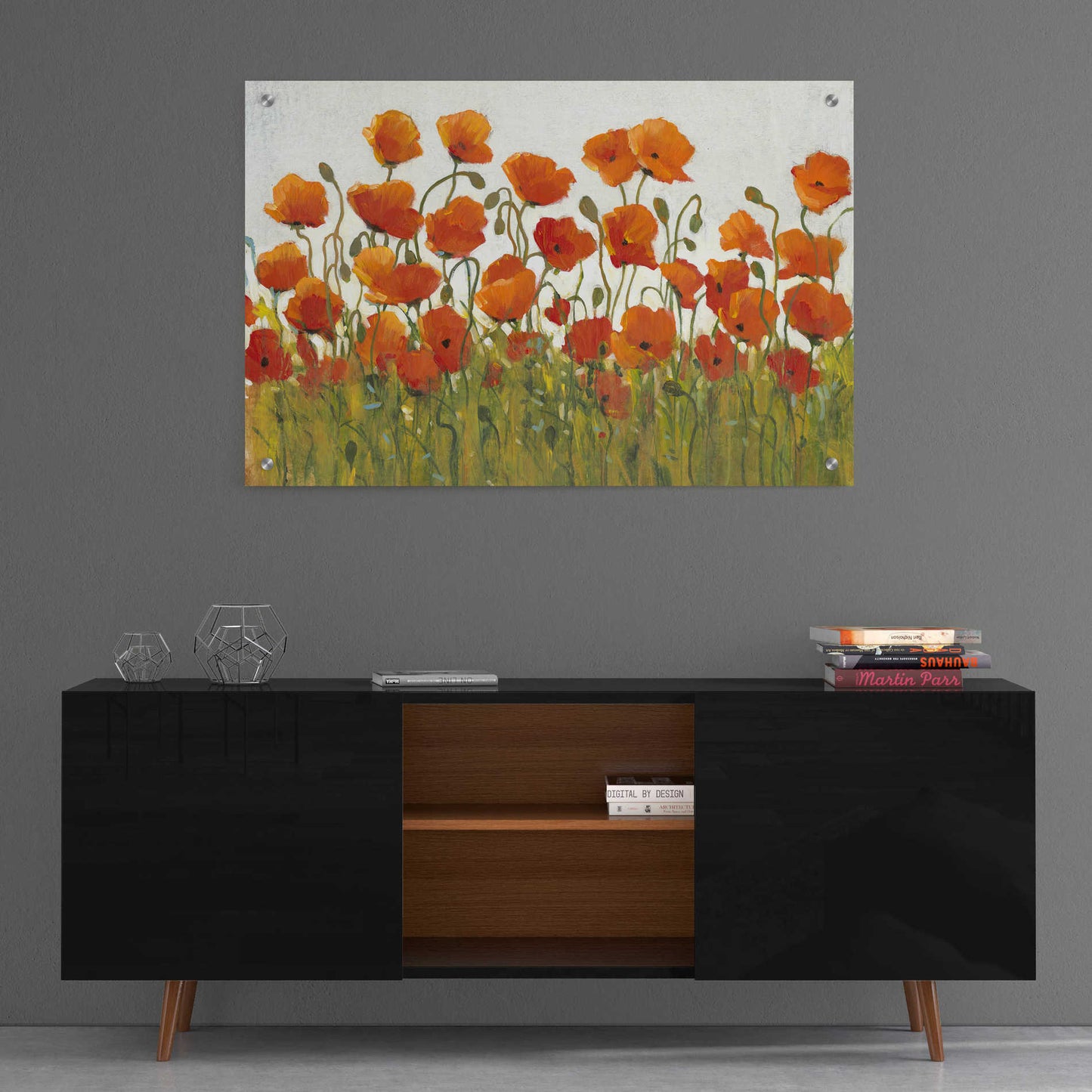 Epic Art 'Rows of Poppies I' by Tim O'Toole, Acrylic Glass Wall Art,36x24