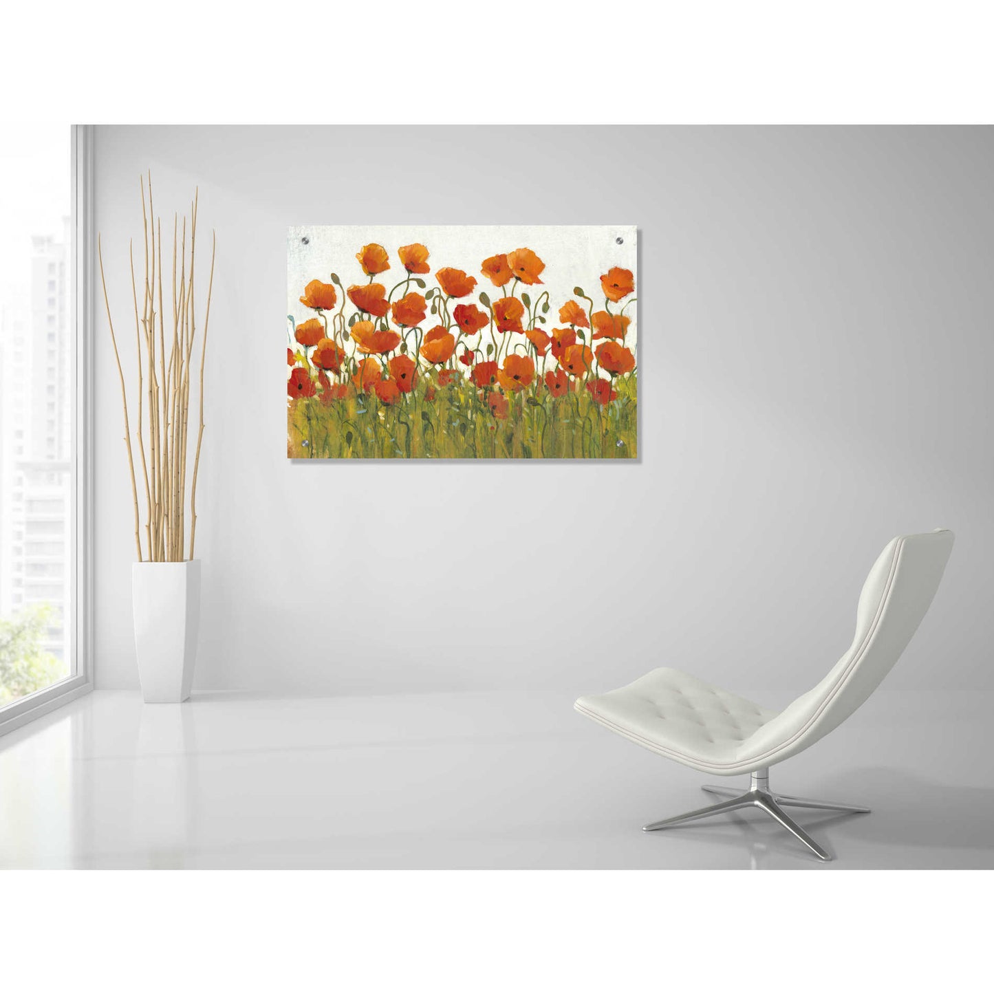 Epic Art 'Rows of Poppies I' by Tim O'Toole, Acrylic Glass Wall Art,36x24