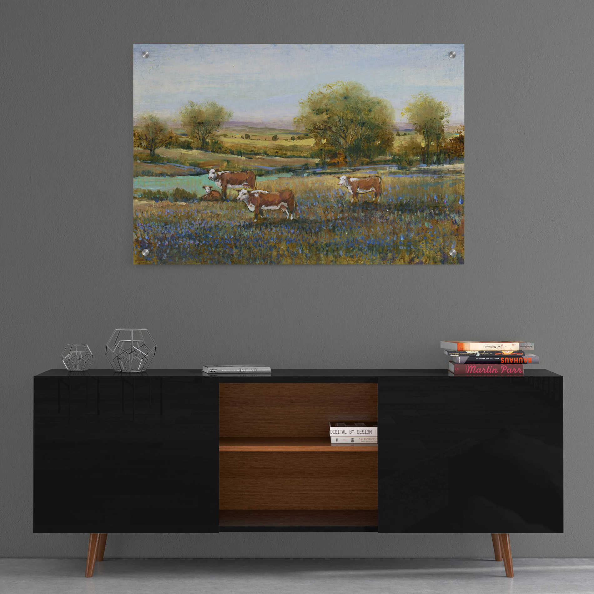 Epic Art 'Field of Cattle II' by Tim O'Toole, Acrylic Glass Wall Art,36x24
