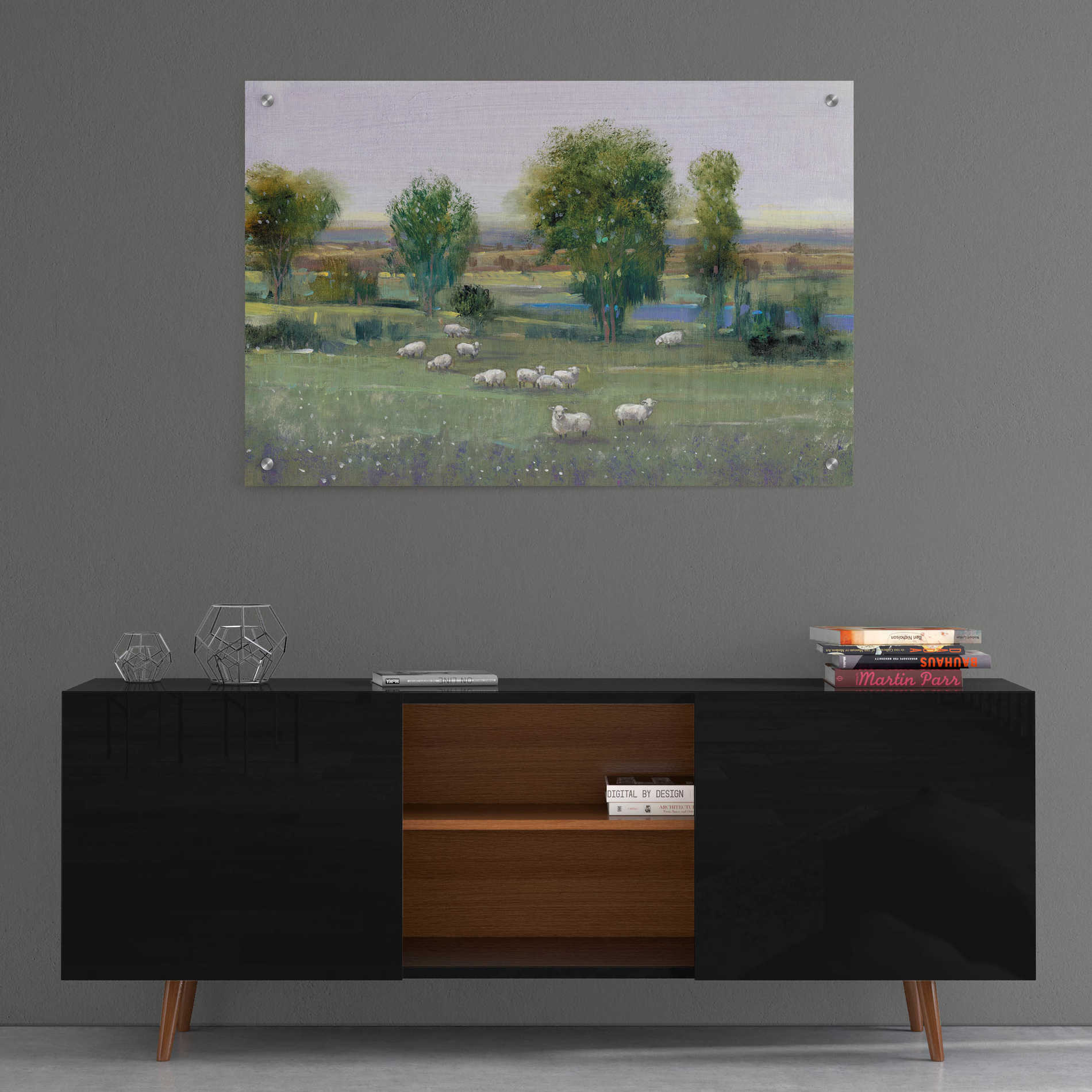 Epic Art 'Field of Sheep I' by Tim O'Toole, Acrylic Glass Wall Art,36x24