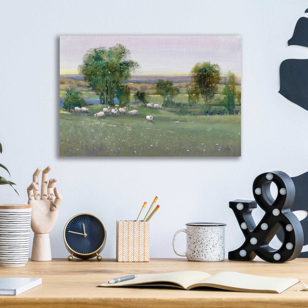 Epic Art 'Field of Sheep II' by Tim O'Toole, Acrylic Glass Wall Art,16x12