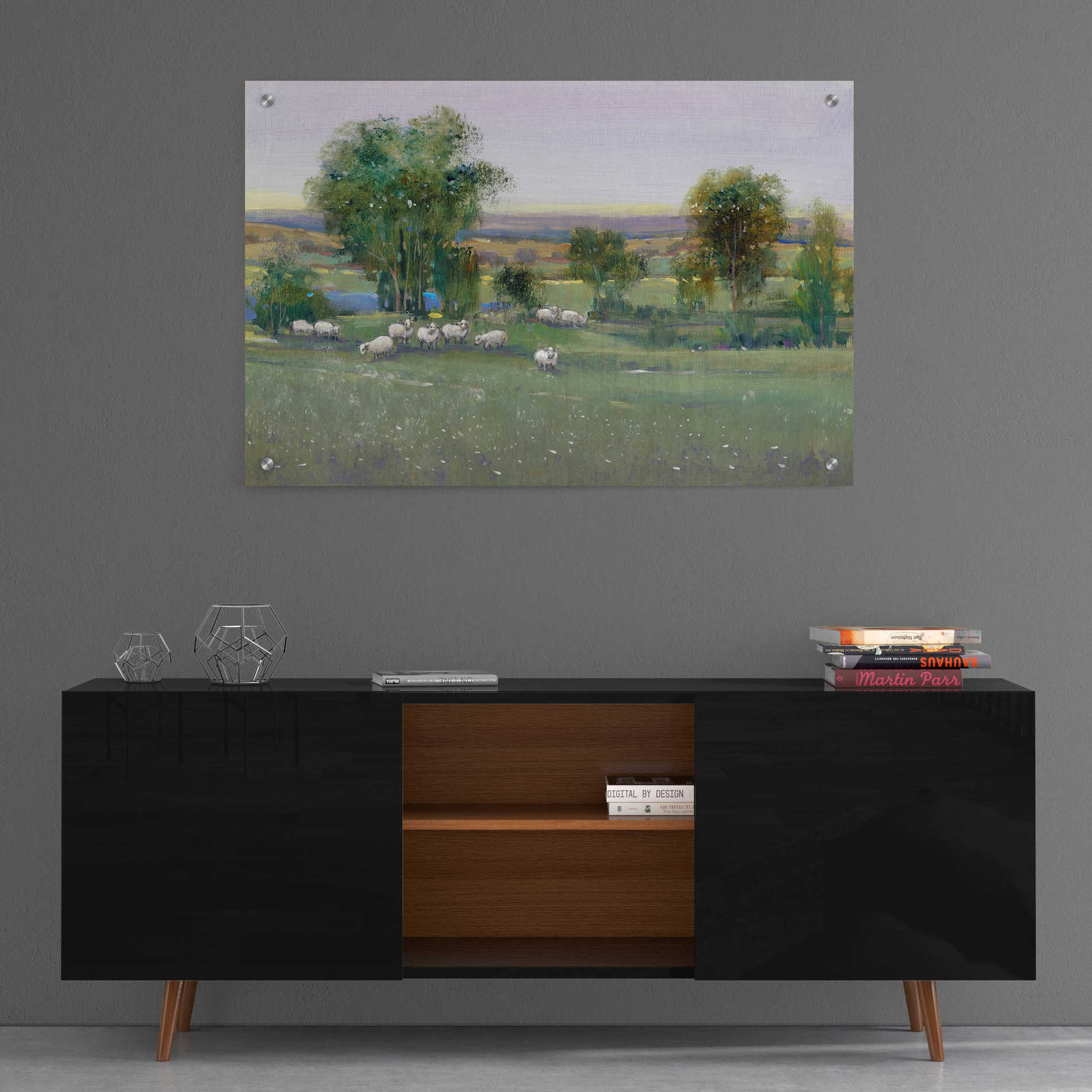 Epic Art 'Field of Sheep II' by Tim O'Toole, Acrylic Glass Wall Art,36x24