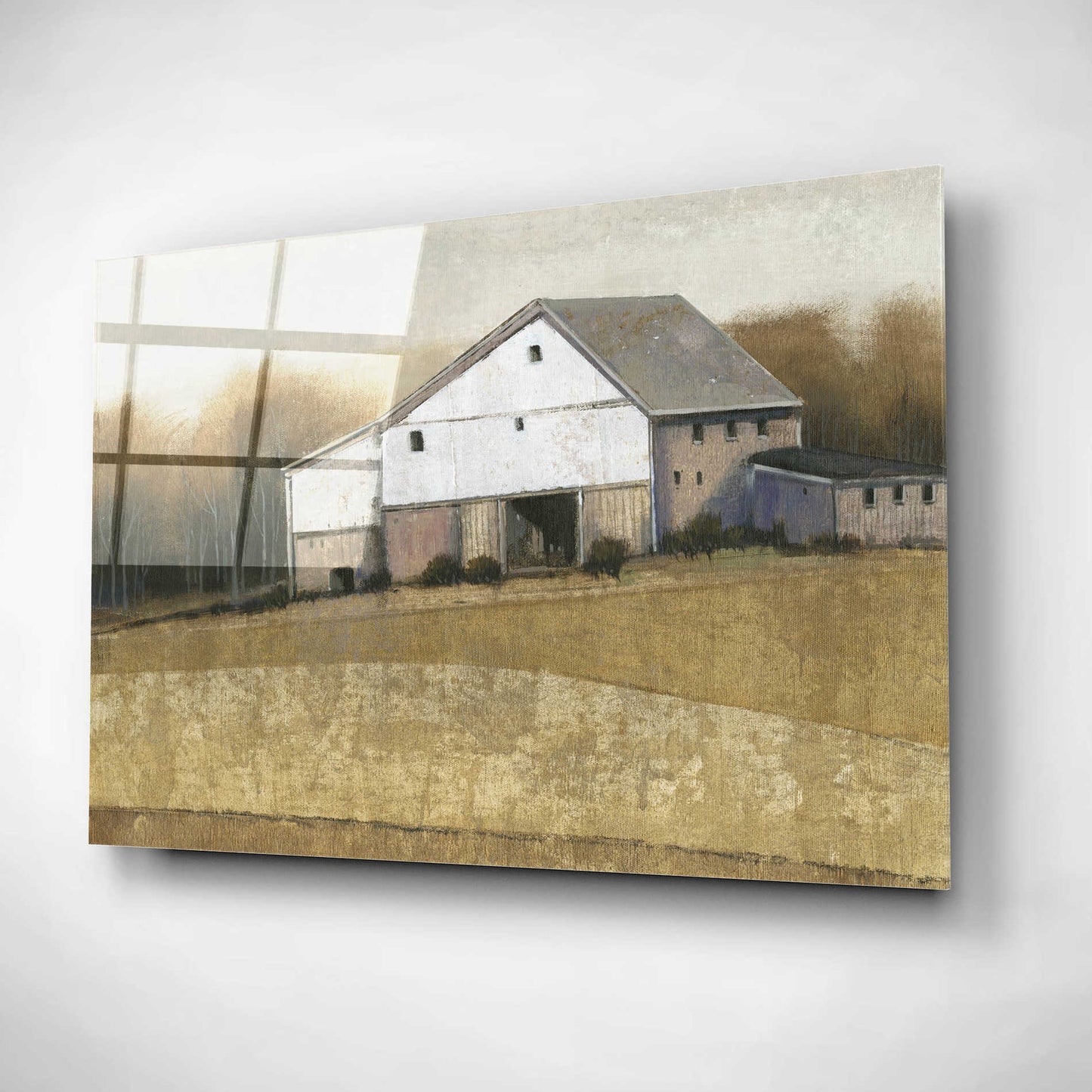 Epic Art 'White Barn View I' by Tim O'Toole, Acrylic Glass Wall Art,16x12