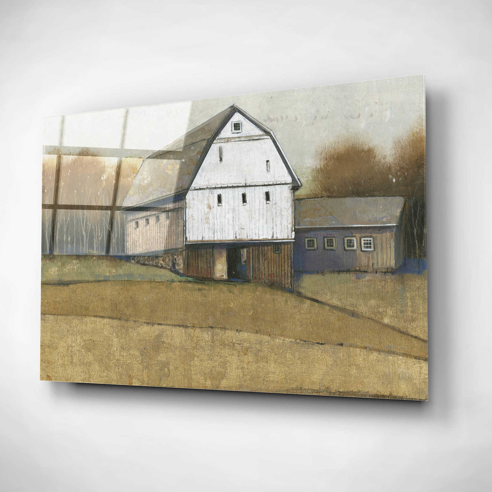 Epic Art 'White Barn View II' by Tim O'Toole, Acrylic Glass Wall Art,16x12