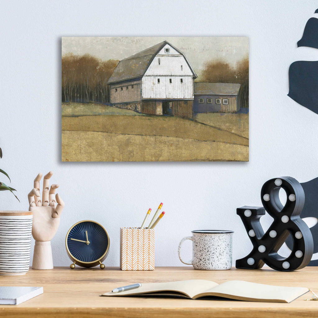 Epic Art 'White Barn View II' by Tim O'Toole, Acrylic Glass Wall Art,16x12