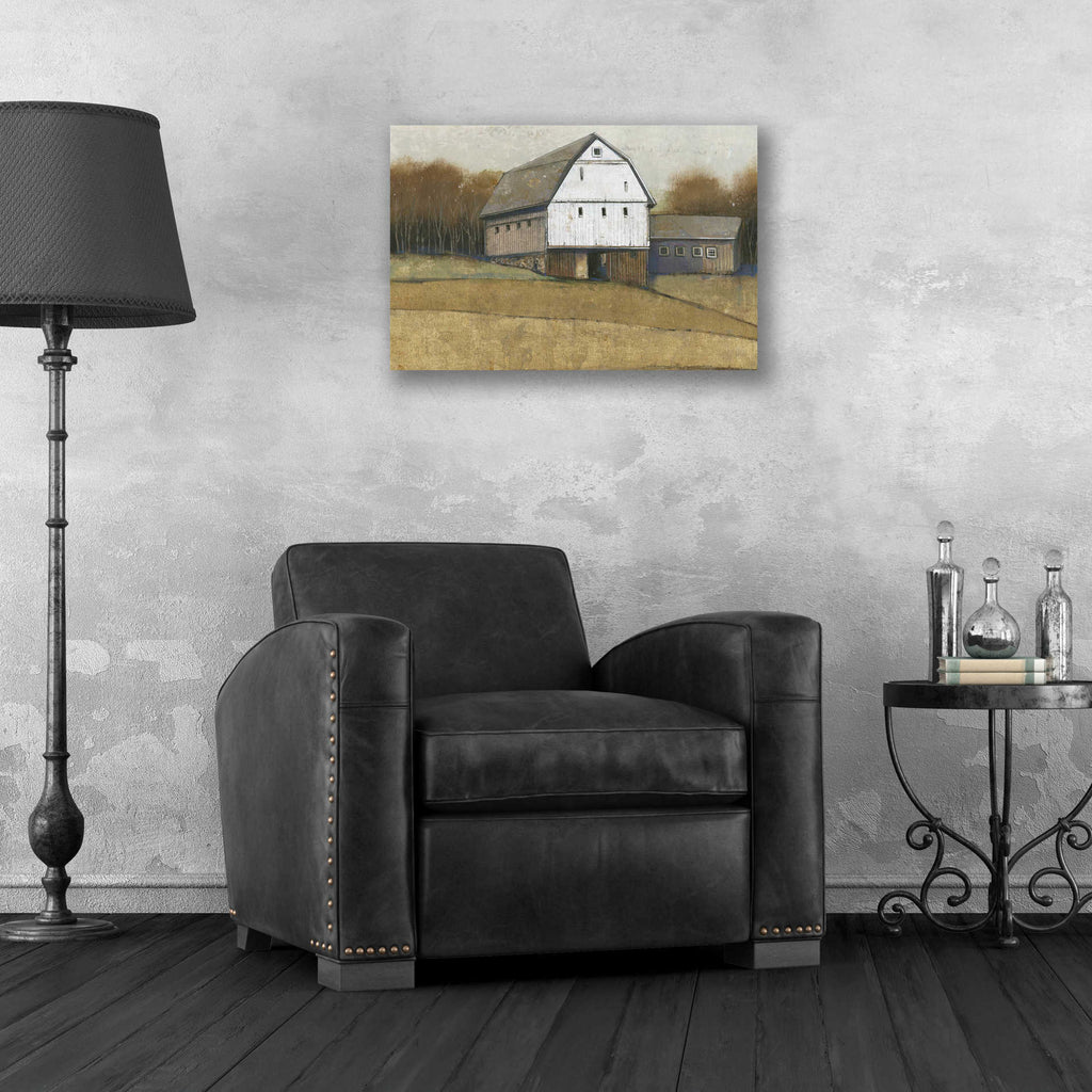 Epic Art 'White Barn View II' by Tim O'Toole, Acrylic Glass Wall Art,24x16