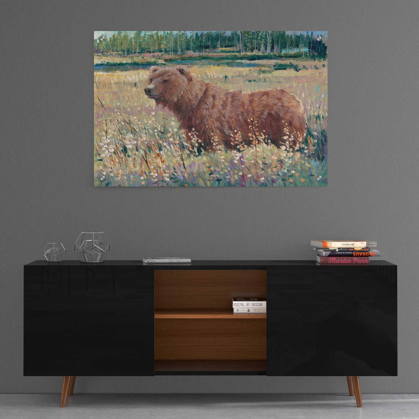 Epic Art 'Bear in the Field' by Tim O'Toole, Acrylic Glass Wall Art,36x24