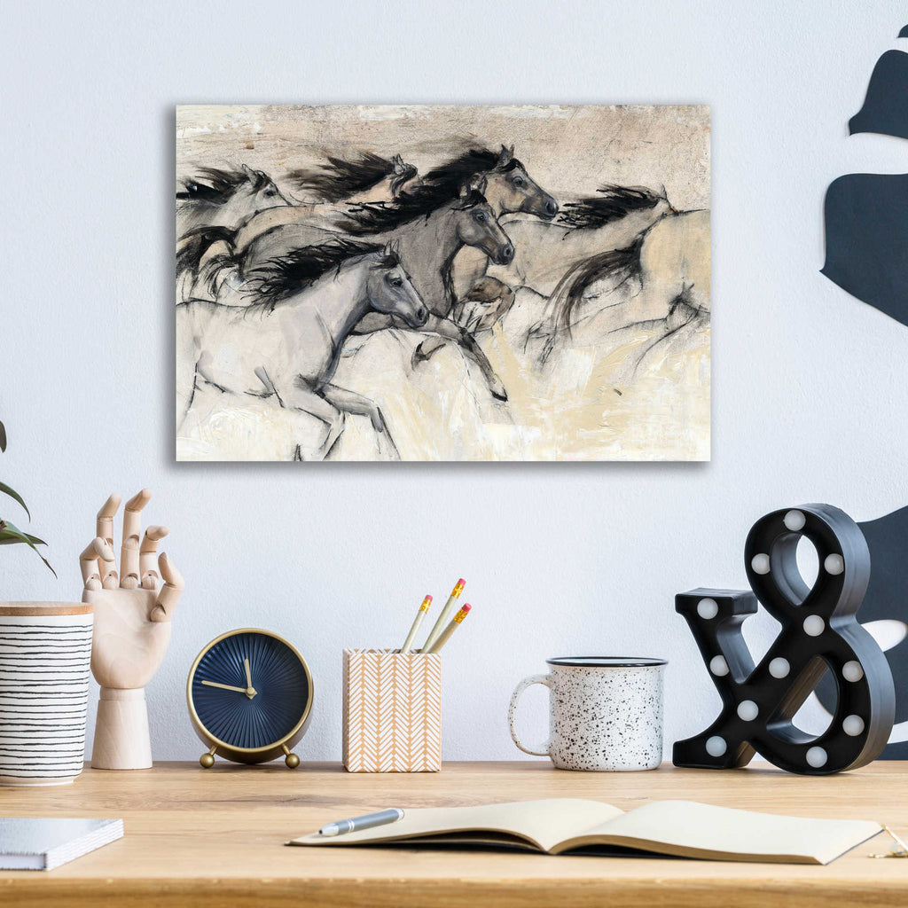 Epic Art 'Horses in Motion I' by Tim O'Toole, Acrylic Glass Wall Art,16x12