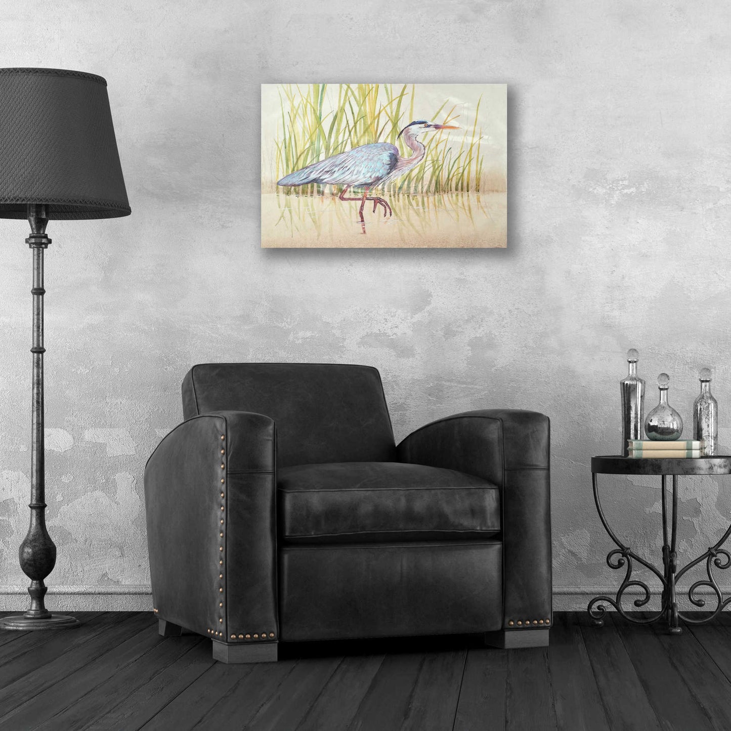 Epic Art 'Heron & Reeds I' by Tim O'Toole, Acrylic Glass Wall Art,24x16