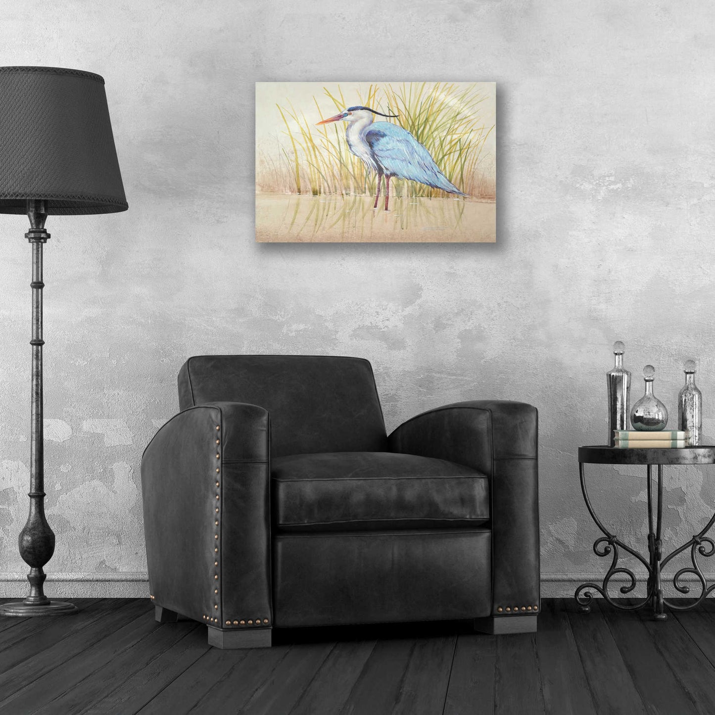 Epic Art 'Heron & Reeds II' by Tim O'Toole, Acrylic Glass Wall Art,24x16