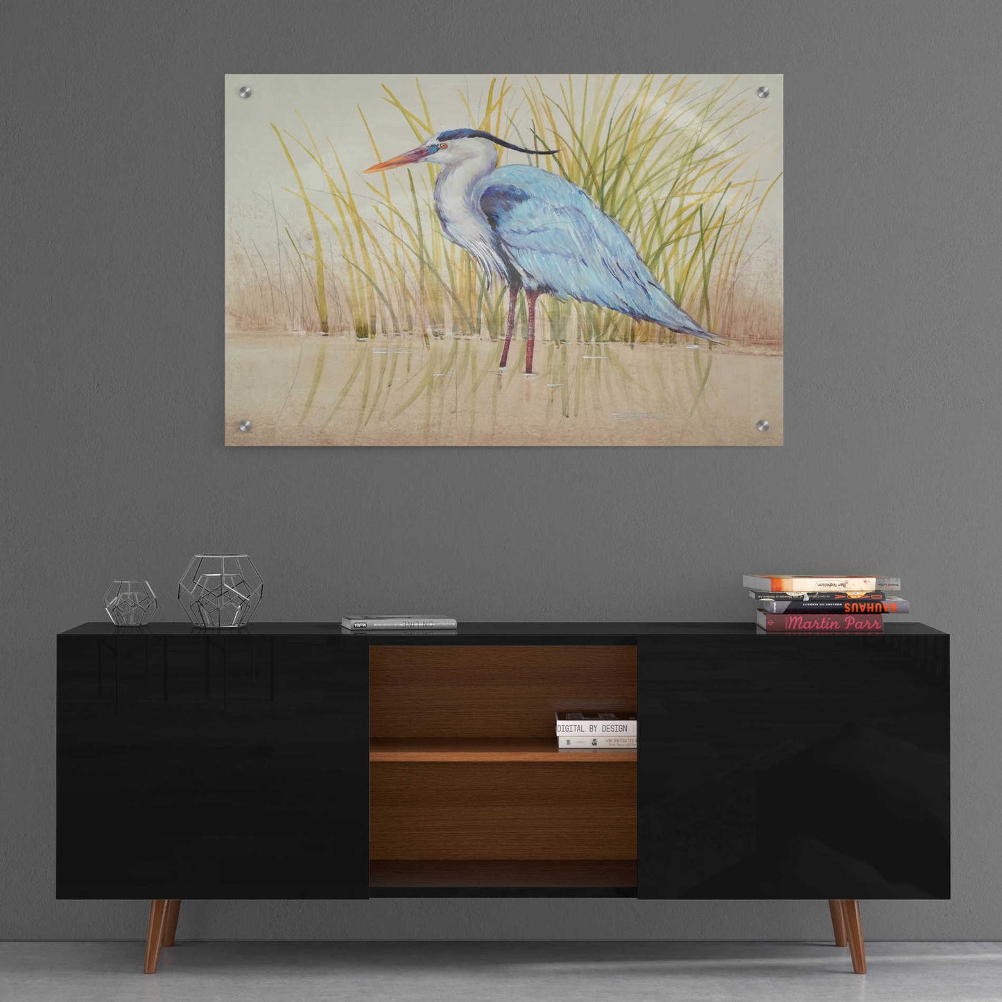 Epic Art 'Heron & Reeds II' by Tim O'Toole, Acrylic Glass Wall Art,36x24