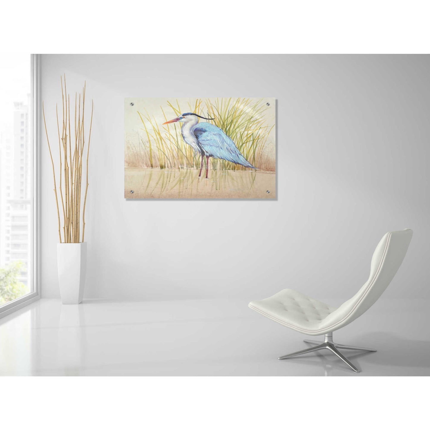 Epic Art 'Heron & Reeds II' by Tim O'Toole, Acrylic Glass Wall Art,36x24