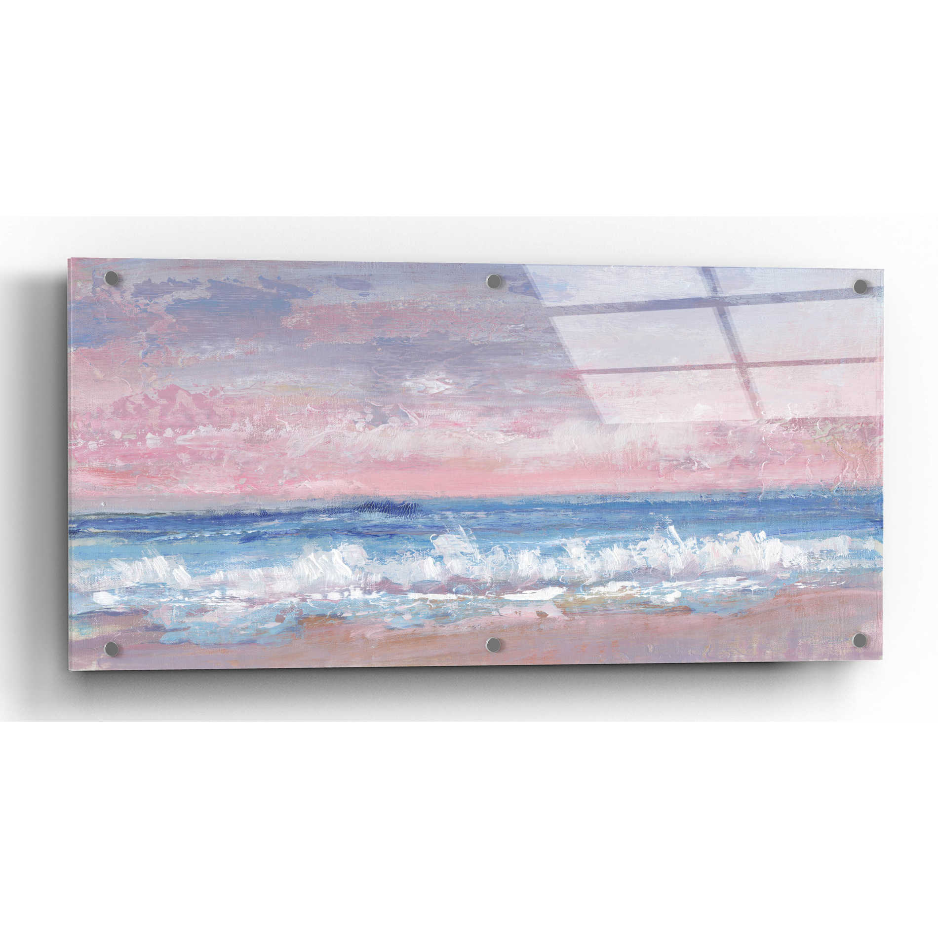 Epic Art 'Coastal Pink Horizon I' by Tim O'Toole, Acrylic Glass Wall Art,24x12