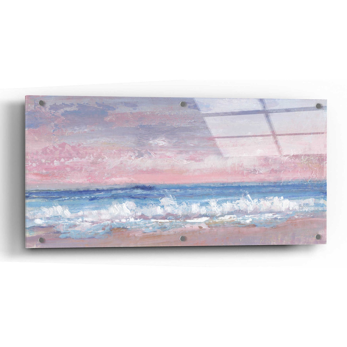 Epic Art 'Coastal Pink Horizon I' by Tim O'Toole, Acrylic Glass Wall Art,48x24