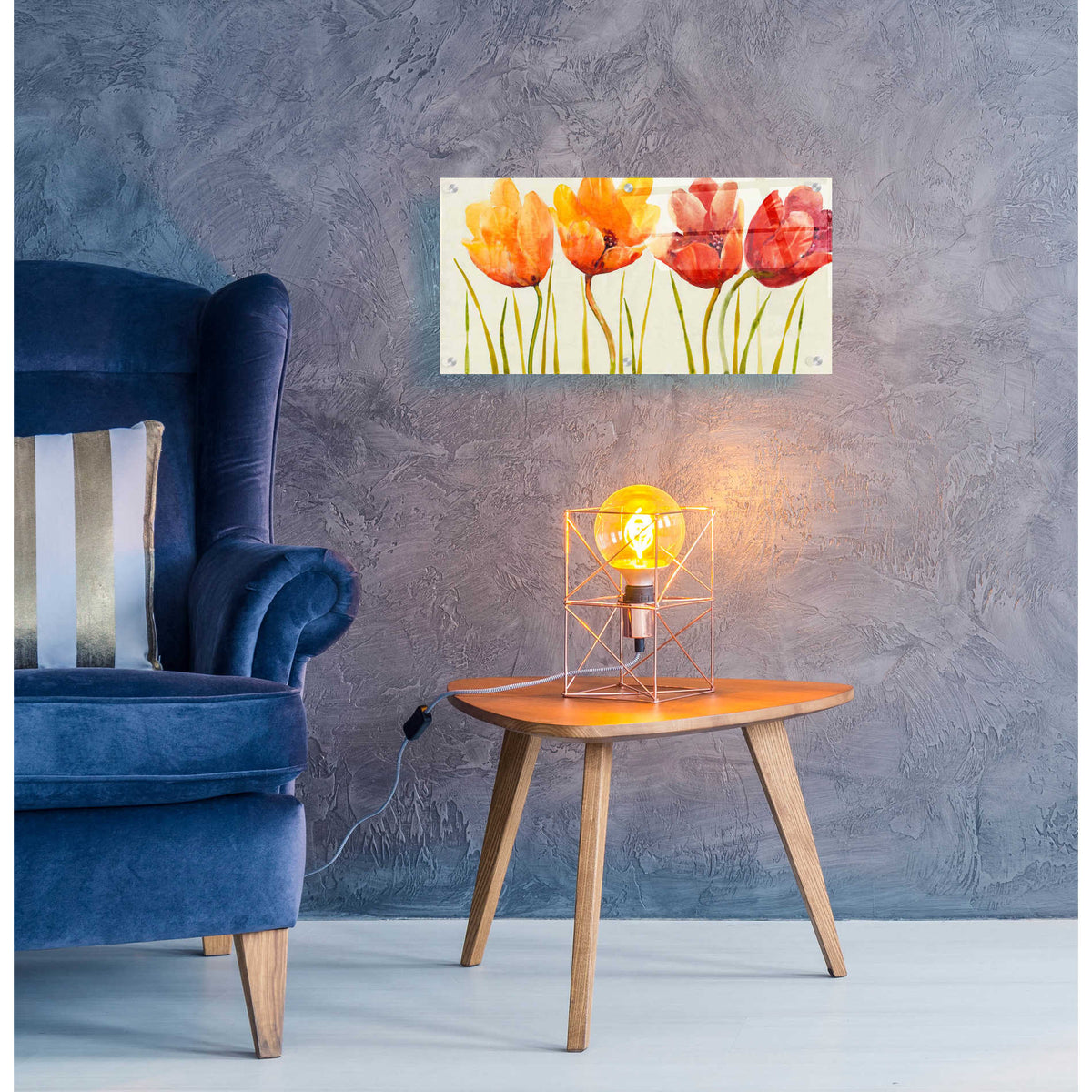 Epic Art 'Row of Tulips I' by Tim O'Toole, Acrylic Glass Wall Art,24x12
