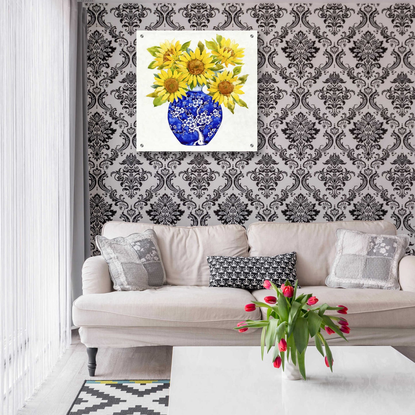 Epic Art 'Sun Flower Still Life I' by Tim O'Toole, Acrylic Glass Wall Art,24x24