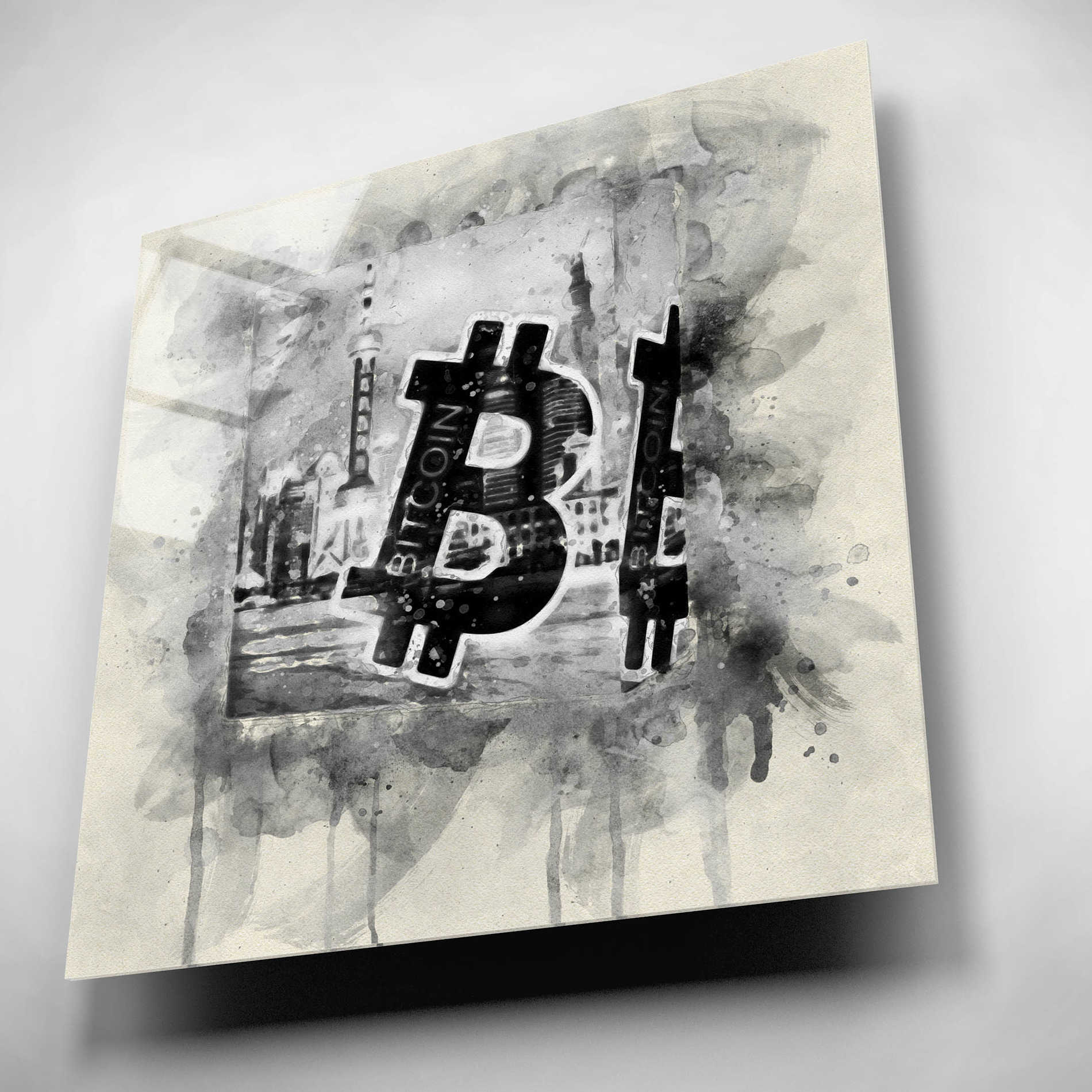 Epic Art 'Bitcoin Block' by Surma and Guillen, Acrylic Glass Wall Art,12x12