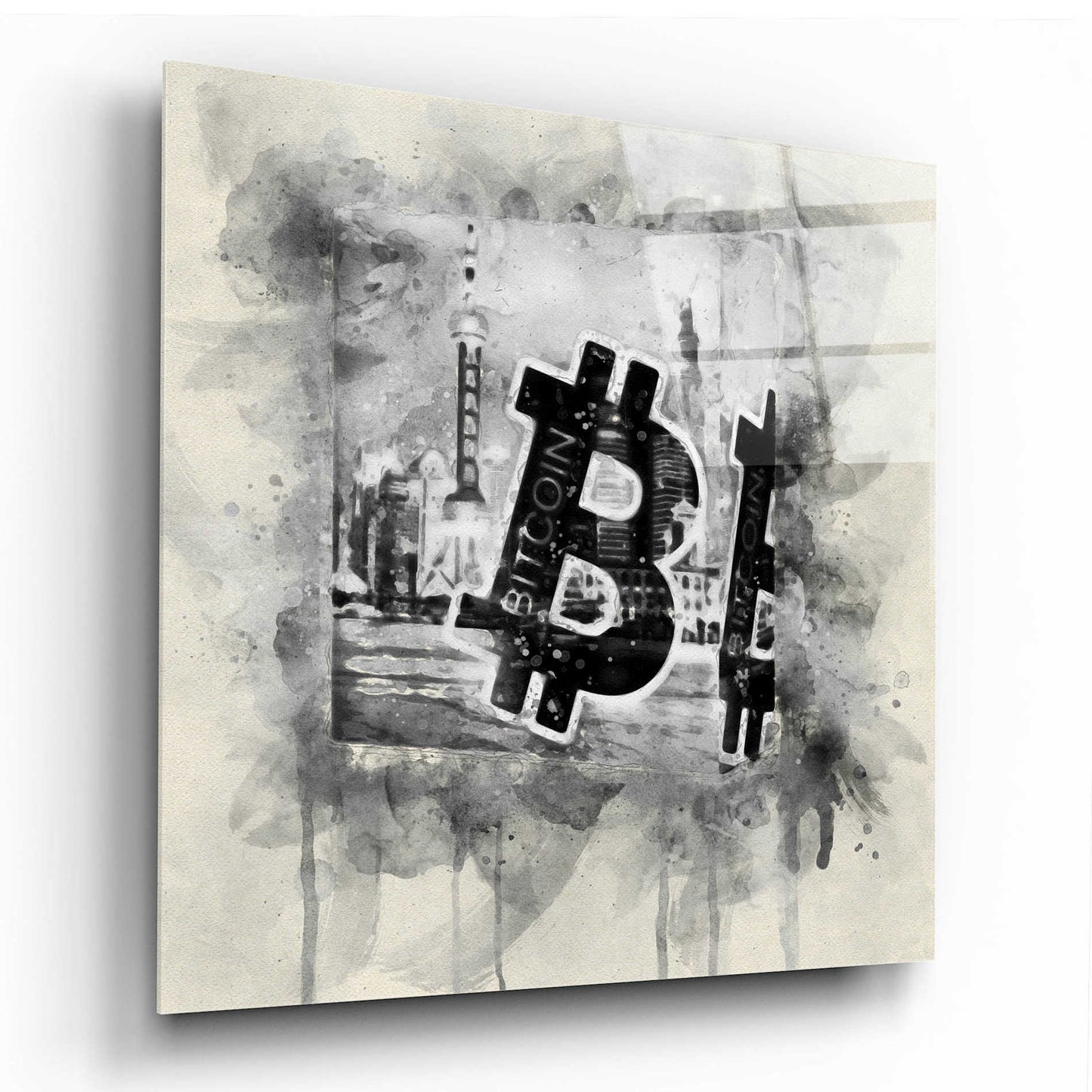 Epic Art 'Bitcoin Block' by Surma and Guillen, Acrylic Glass Wall Art,12x12