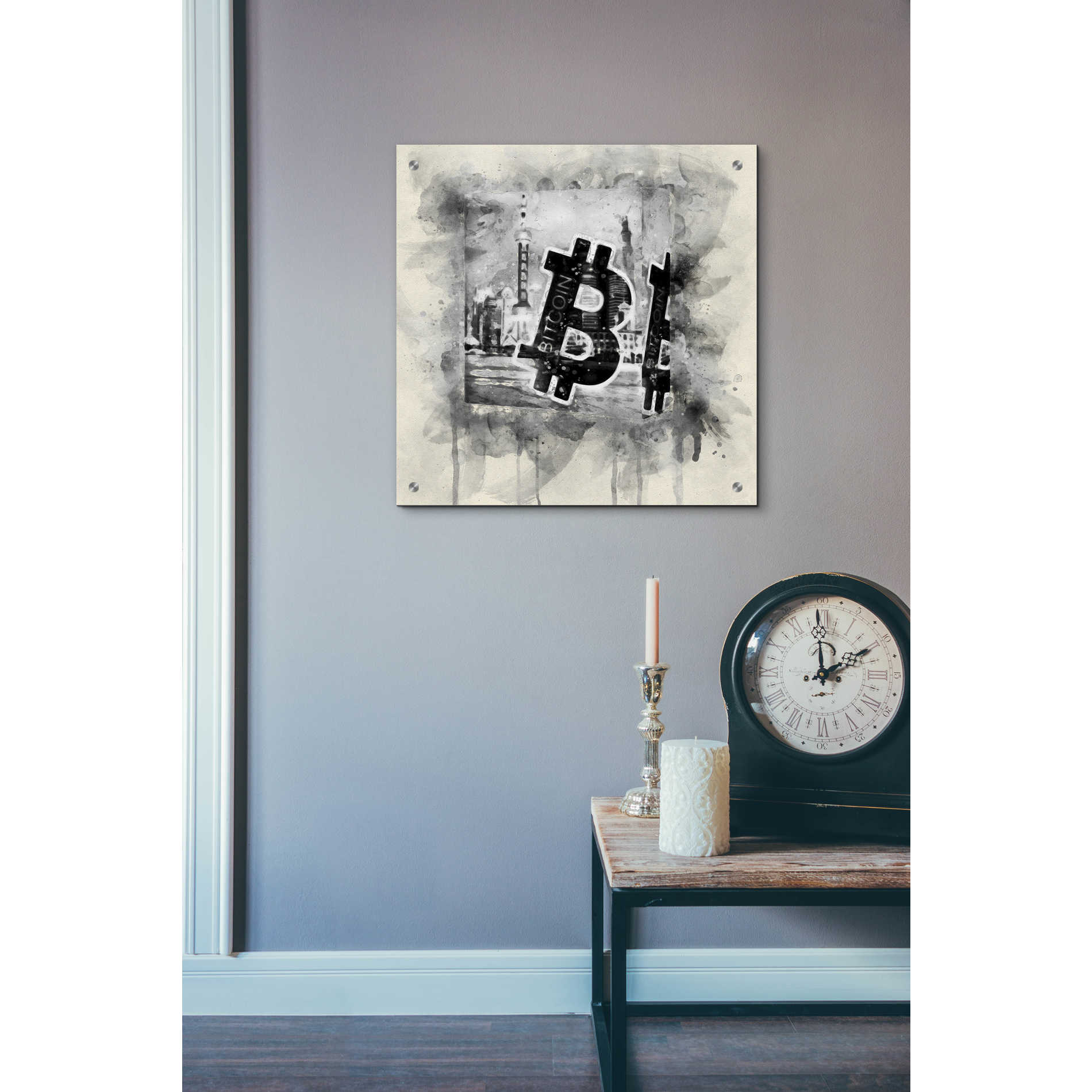 Epic Art 'Bitcoin Block' by Surma and Guillen, Acrylic Glass Wall Art,24x24