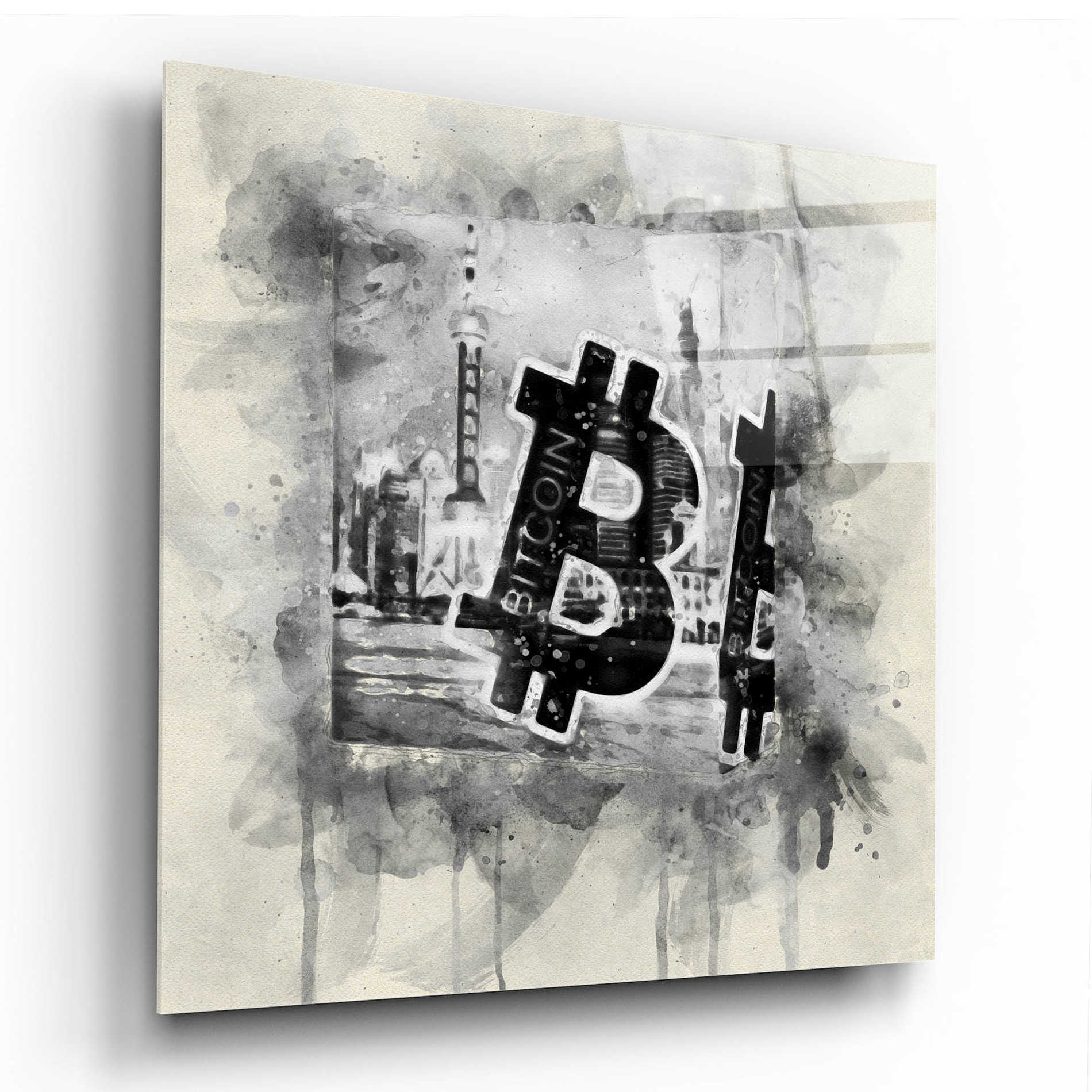 Epic Art 'Bitcoin Block' by Surma and Guillen, Acrylic Glass Wall Art,24x24